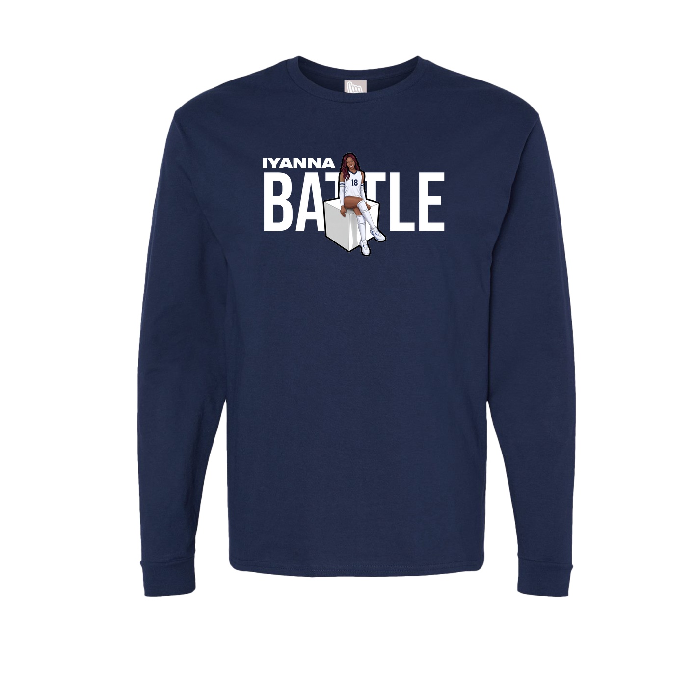 Long Sleeve Tee — Player Name in Navy