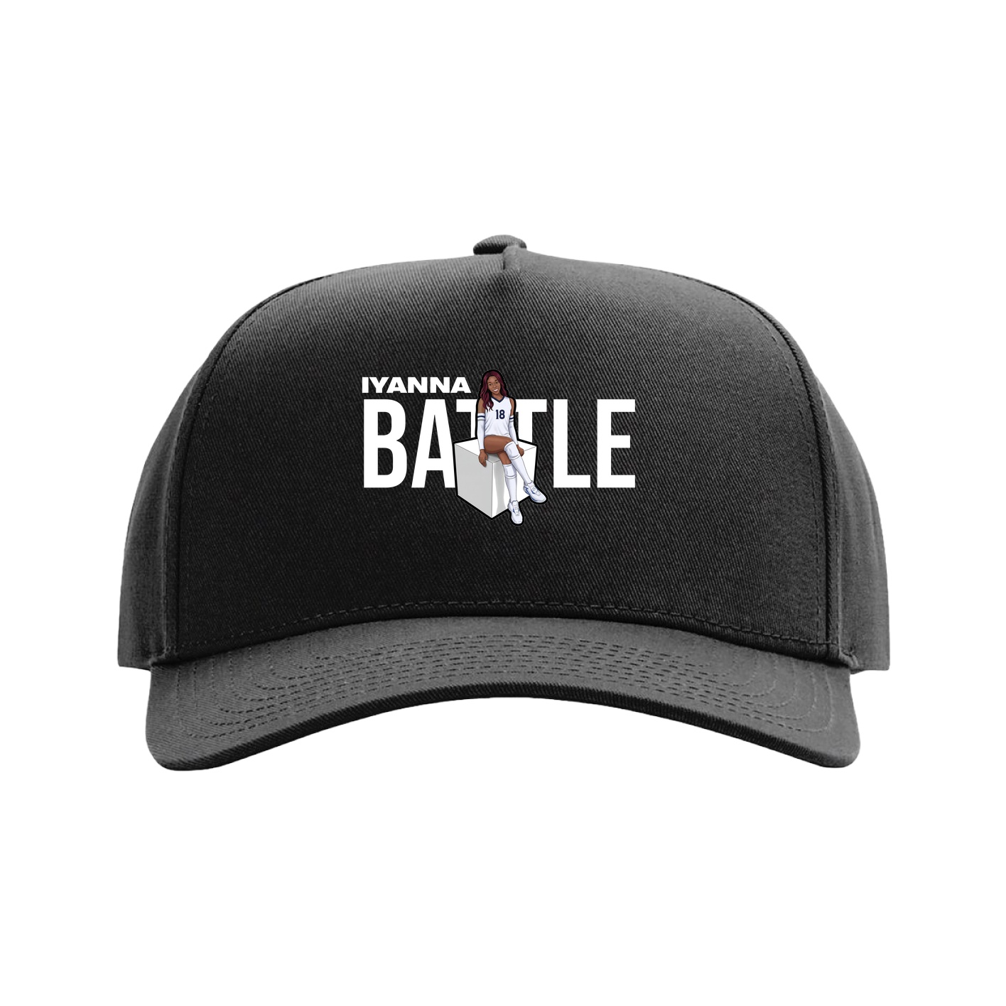 Full Fabric Five-Panel Champ Cap — Player Name in Black