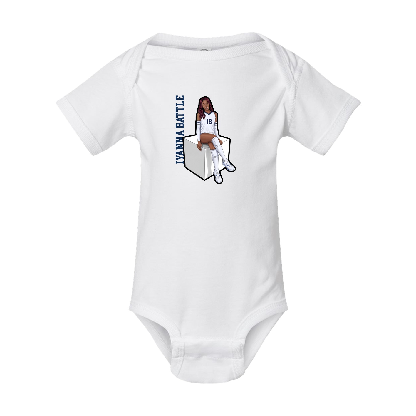 Baby Onesie — Name Vertical in White