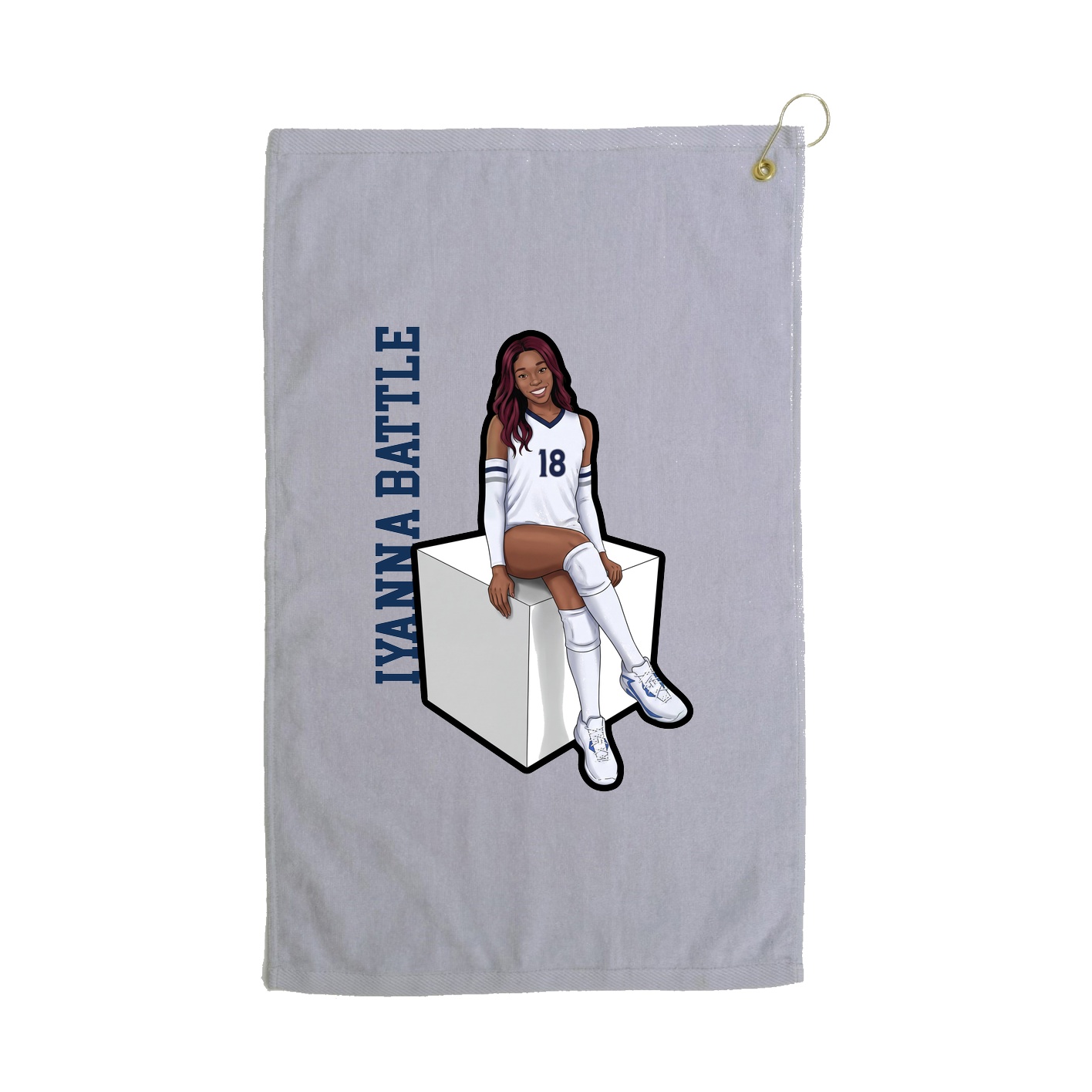 Golf Towel — Name Vertical in Grey