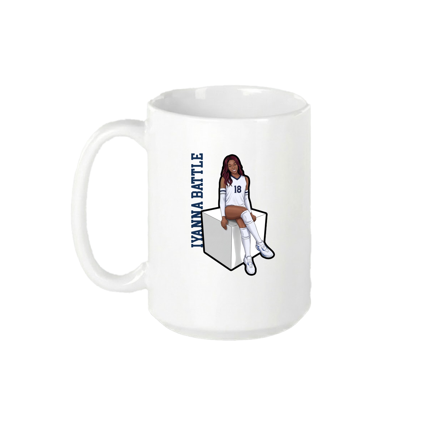 15oz Coffee Mug — Name Vertical in White