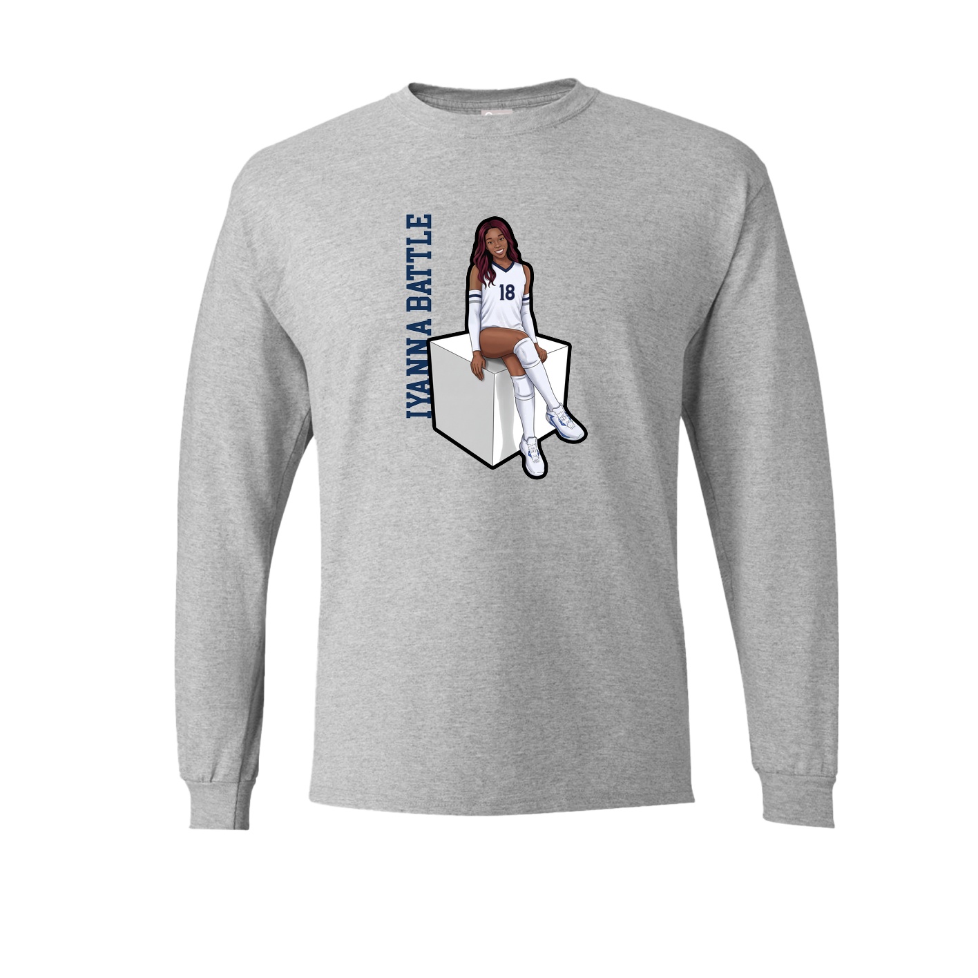 Long Sleeve Tee — Name Vertical in Grey