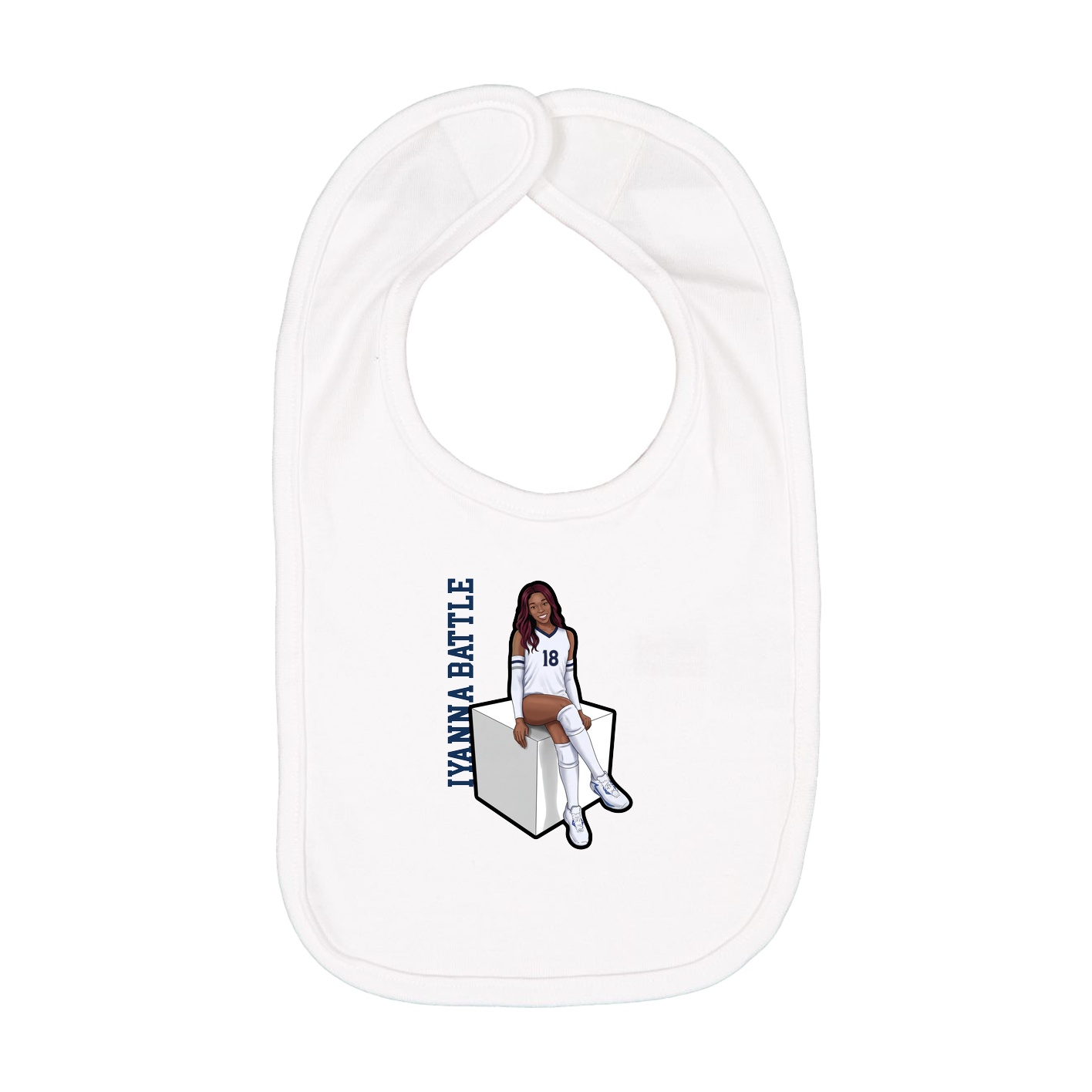Infant Bib — Name Vertical in White