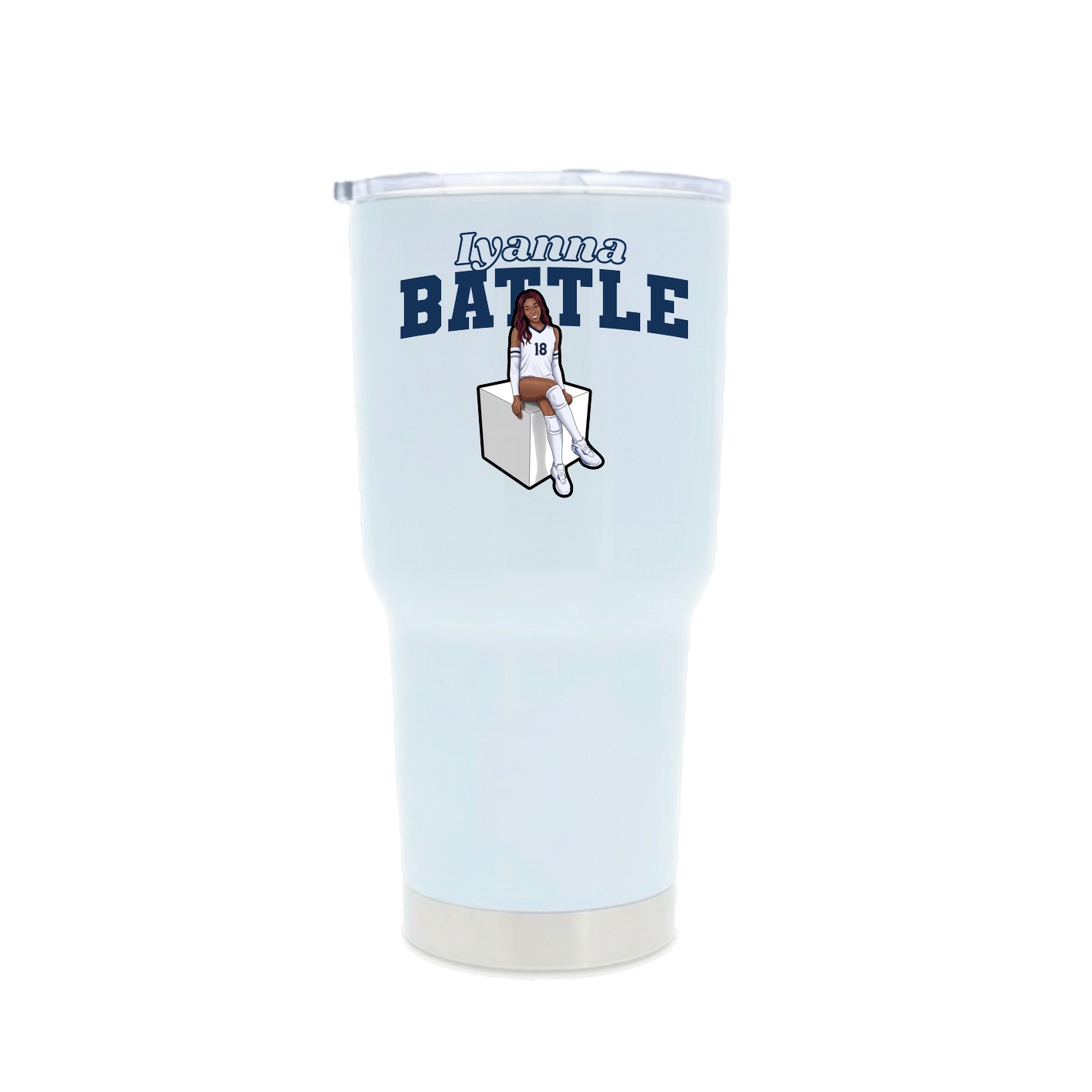 30oz Stainless Steel Tumbler — Name Arch in White
