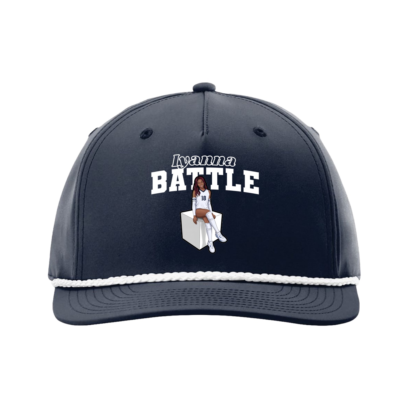 Five-Panel Classic Rope Cap — Name Arch in Navy