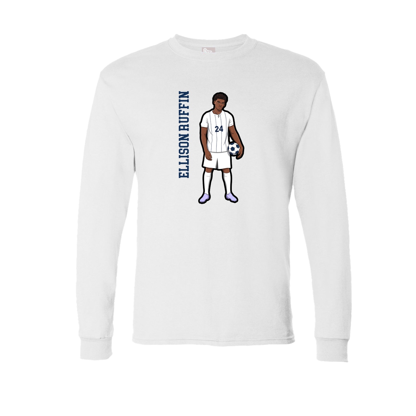 Long Sleeve Tee — Name Vertical in White