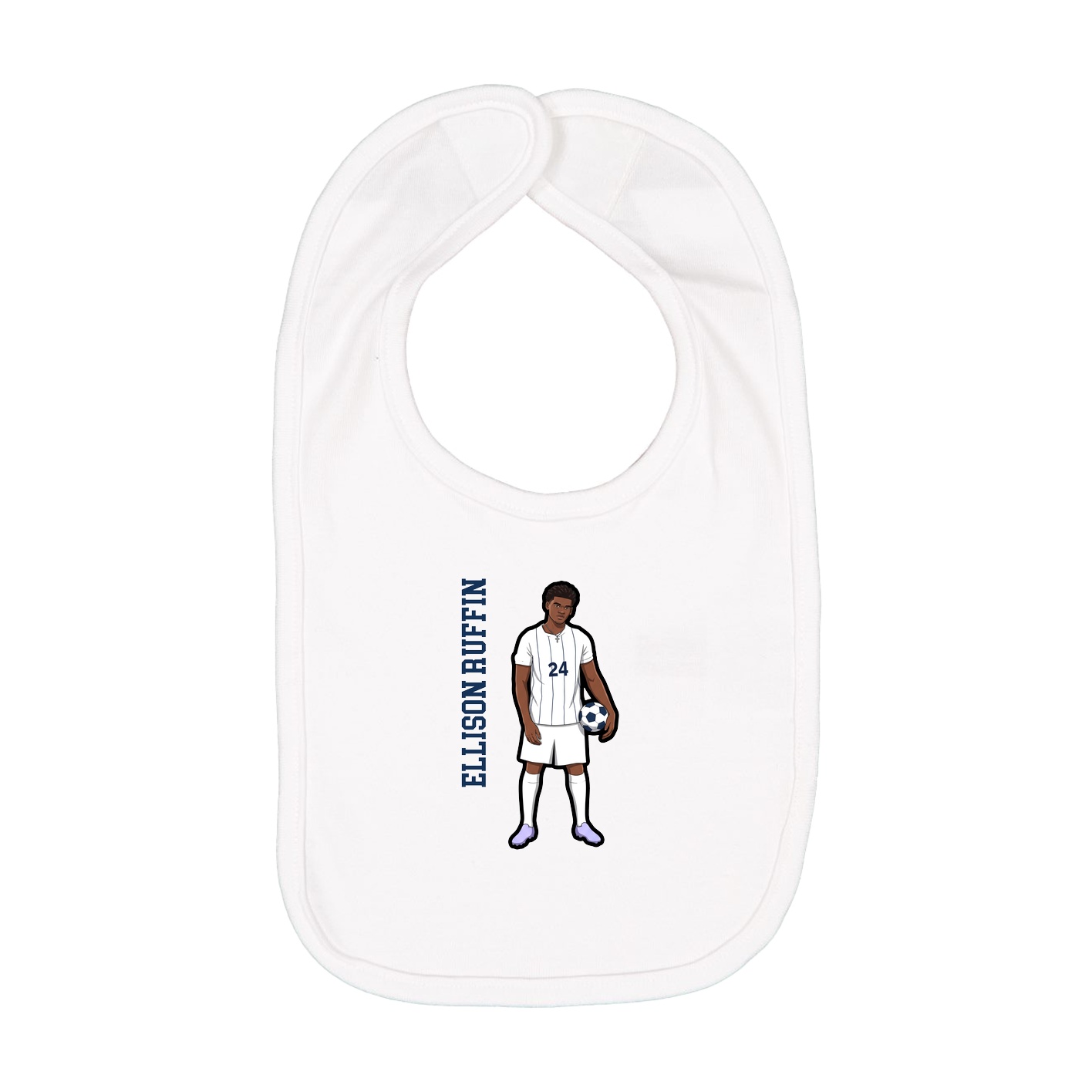 Infant Bib — Name Vertical in White
