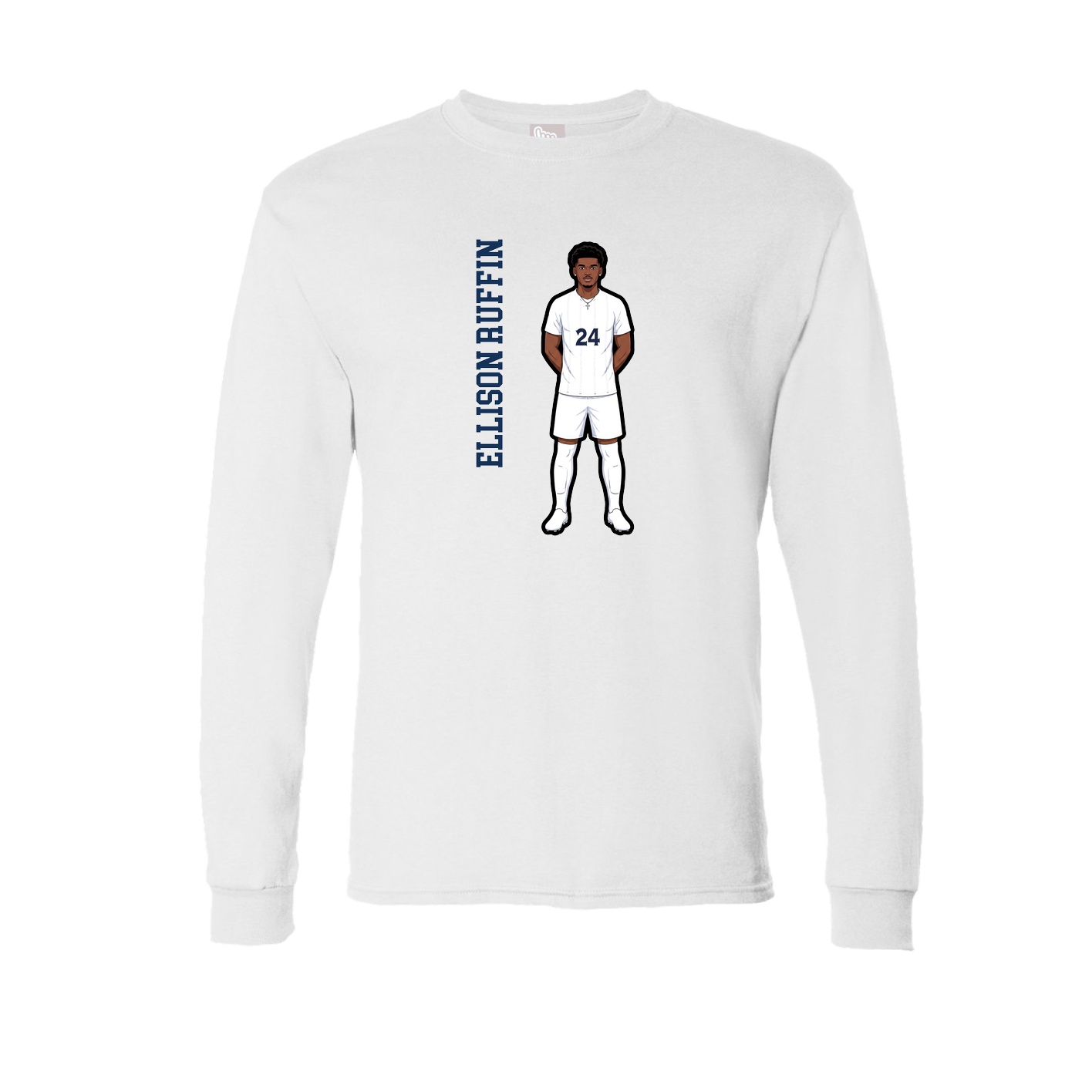 Long Sleeve Tee — Name Vertical in White