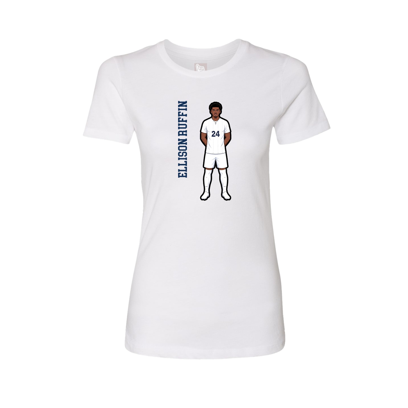 Womens Tee — Name Vertical in White
