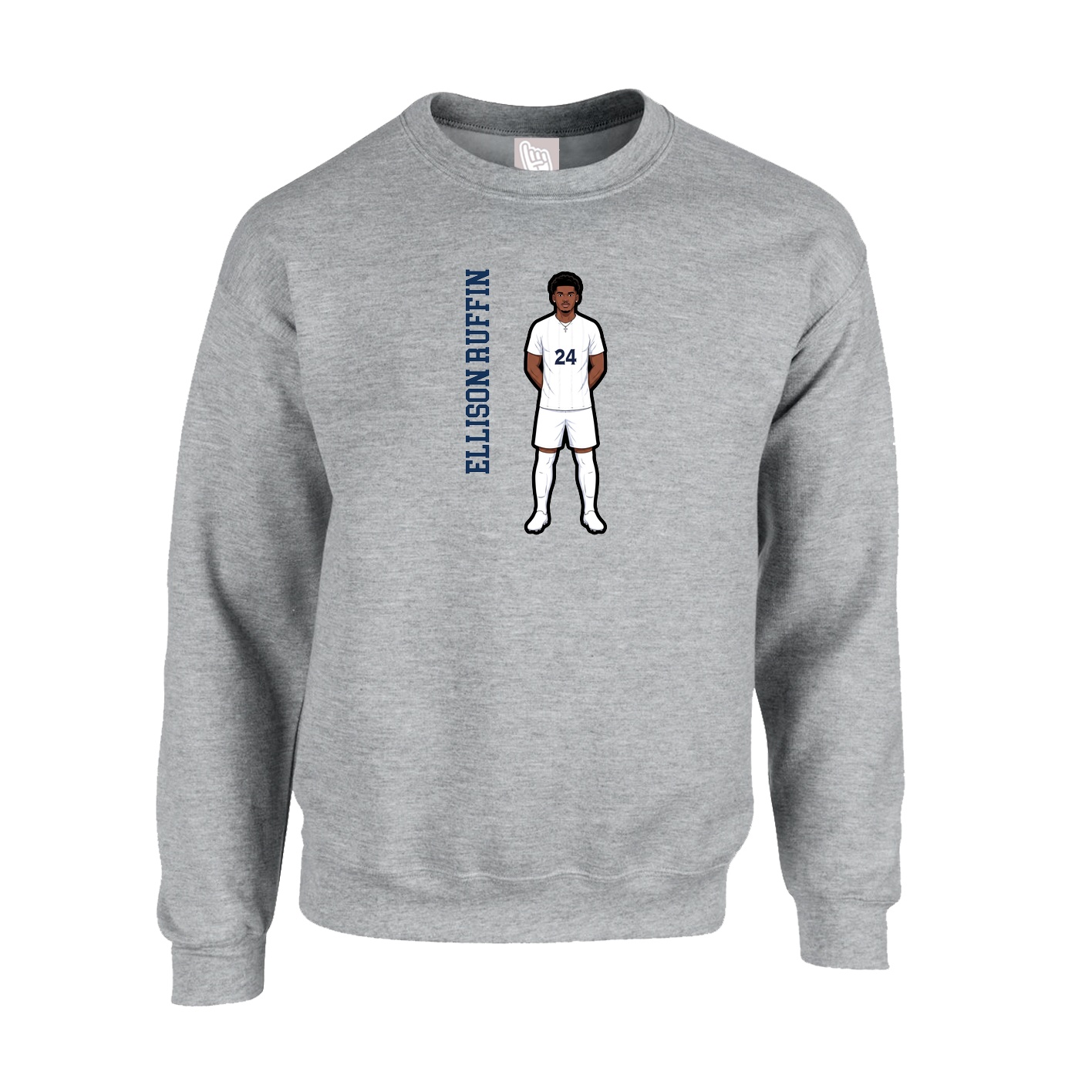 Fleece Crew — Name Vertical in Grey