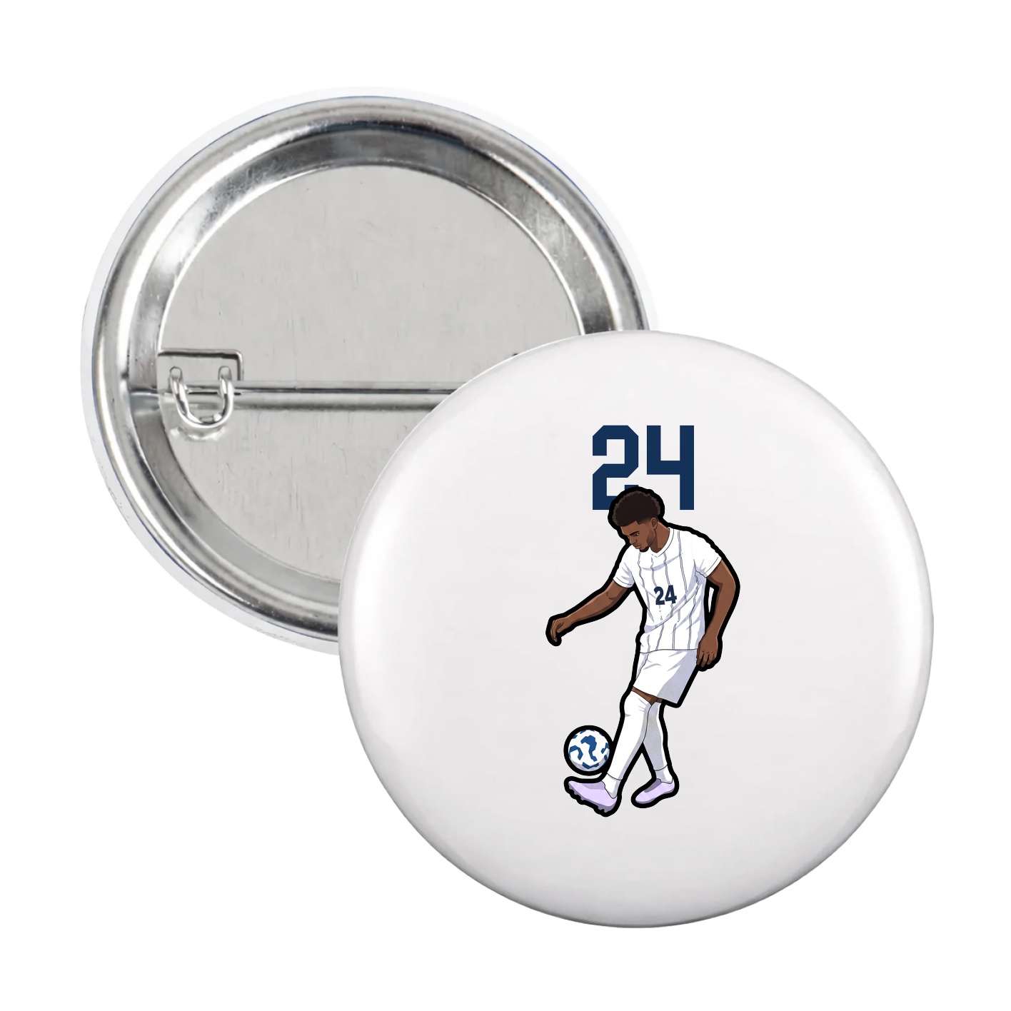 Game Day Button — Number Top in White