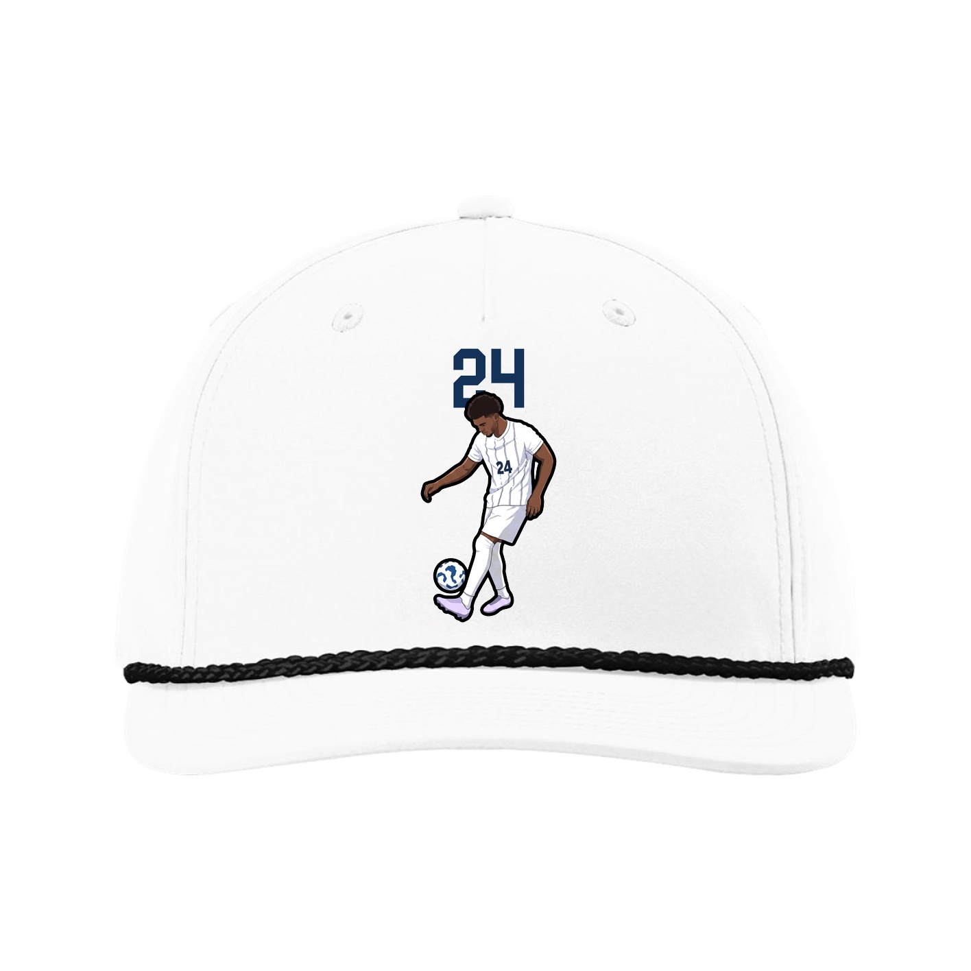 Five-Panel Classic Rope Cap — Number Top in White