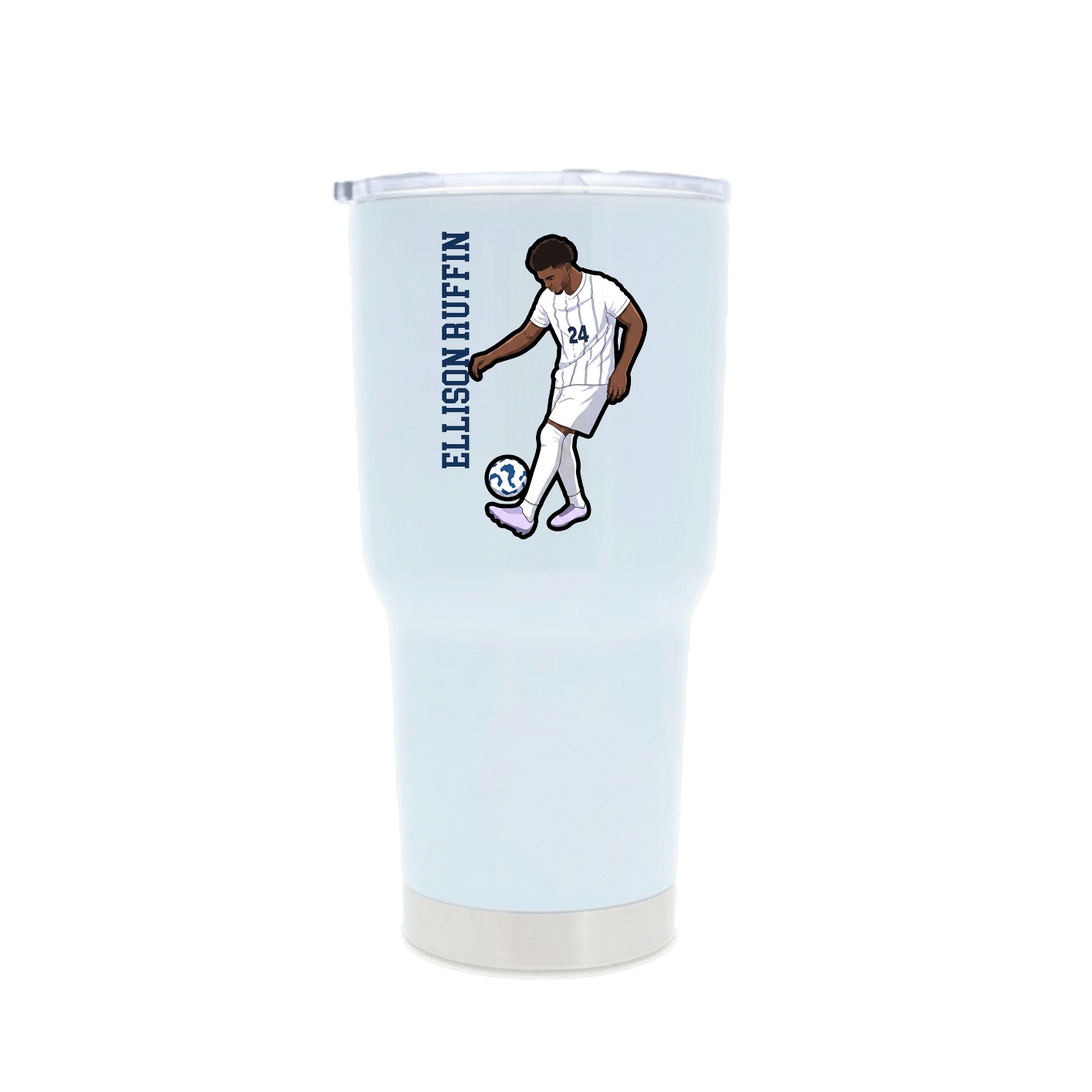 30oz Stainless Steel Tumbler — Name Vertical in White