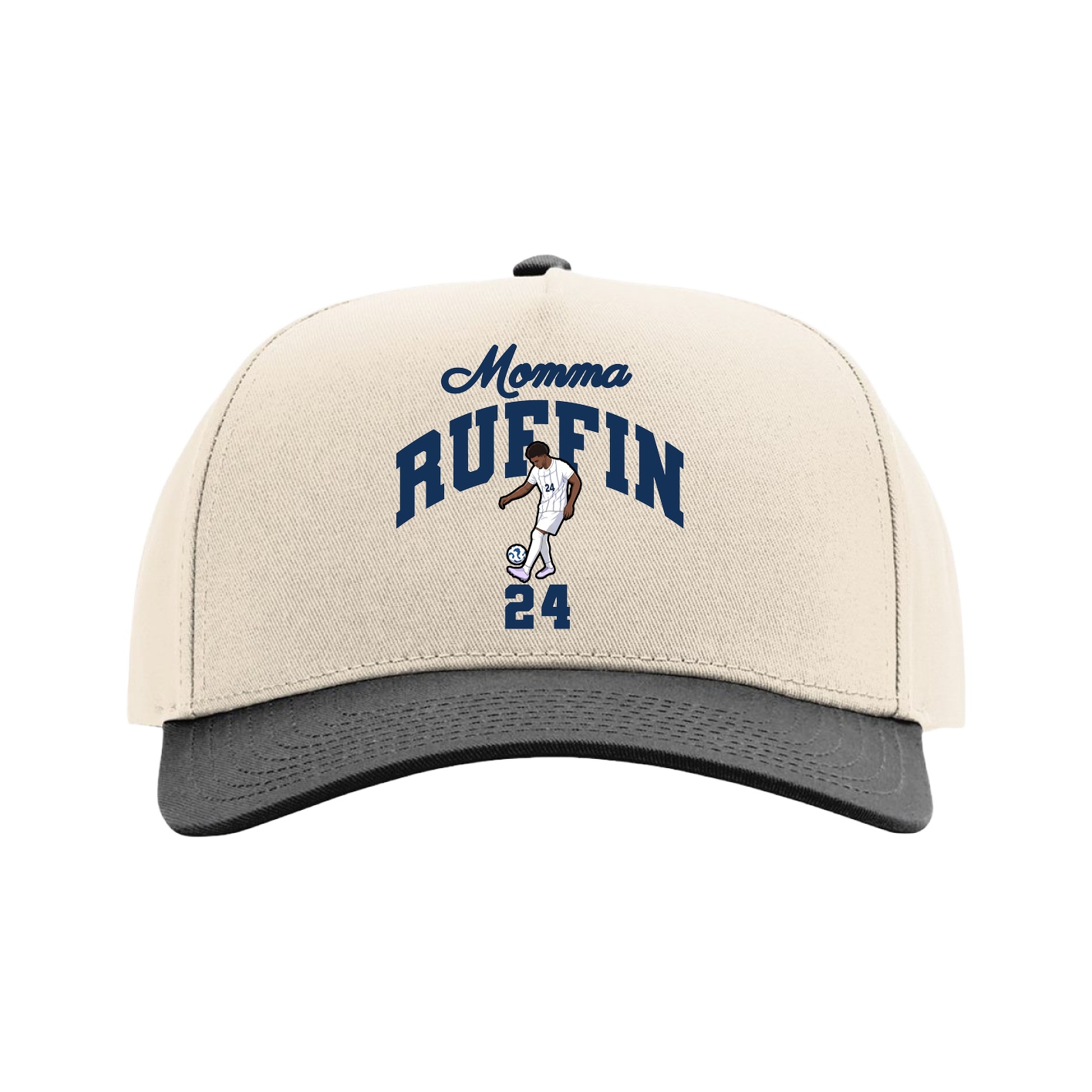 Full Fabric Five-Panel Champ Cap — Mothers Day Arch in Cream/Black