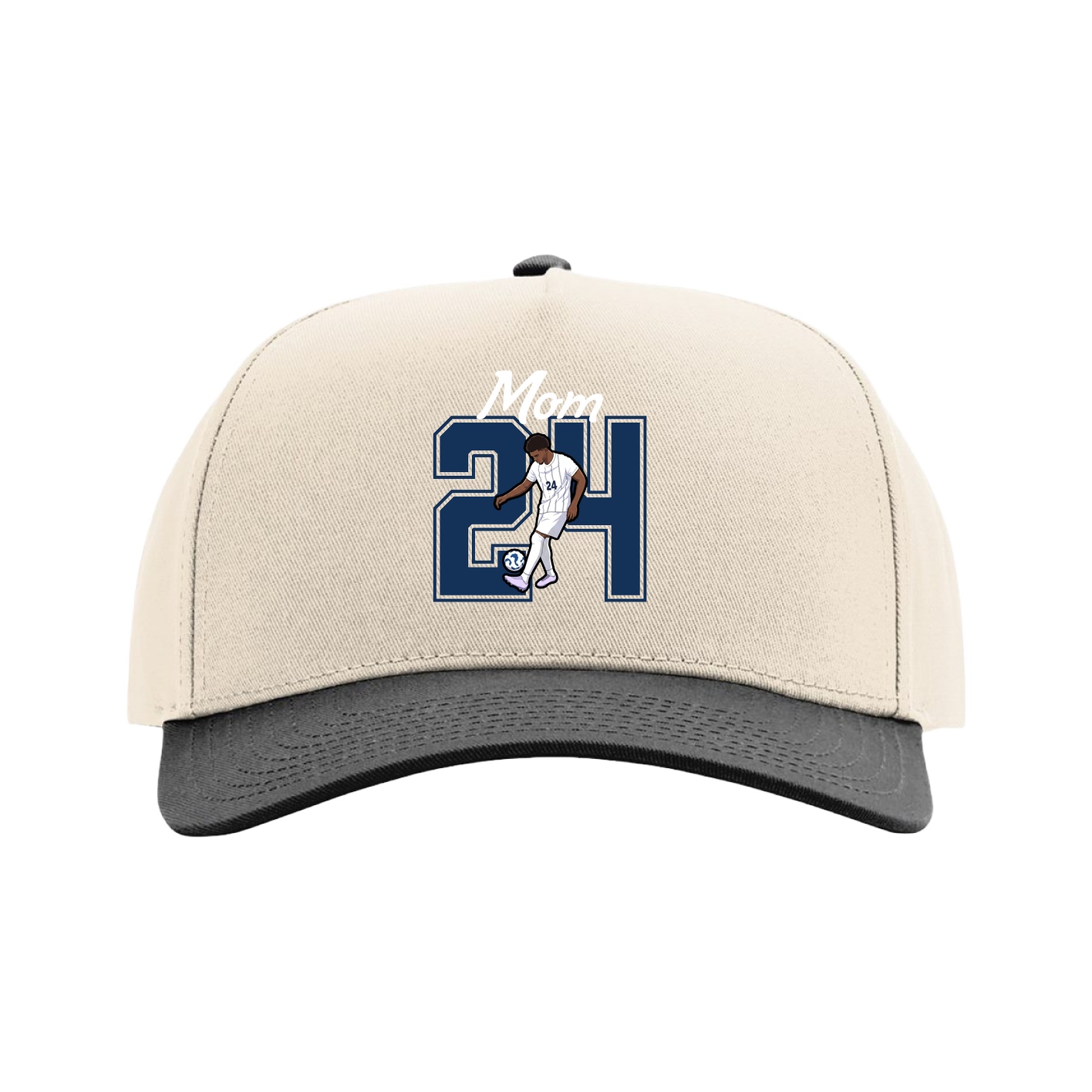 Full Fabric Five-Panel Champ Cap — Mothers Day Shirsey in Cream/Black