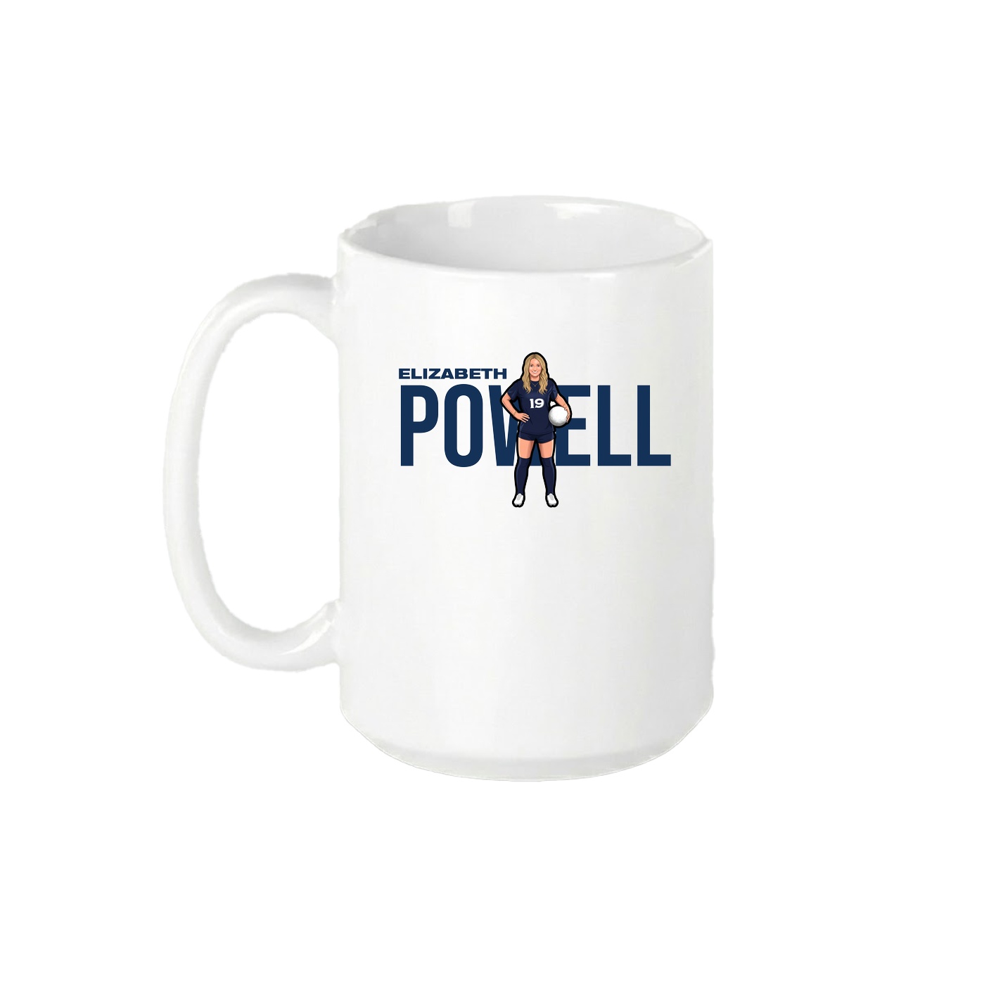 15oz Coffee Mug — Player Name in White