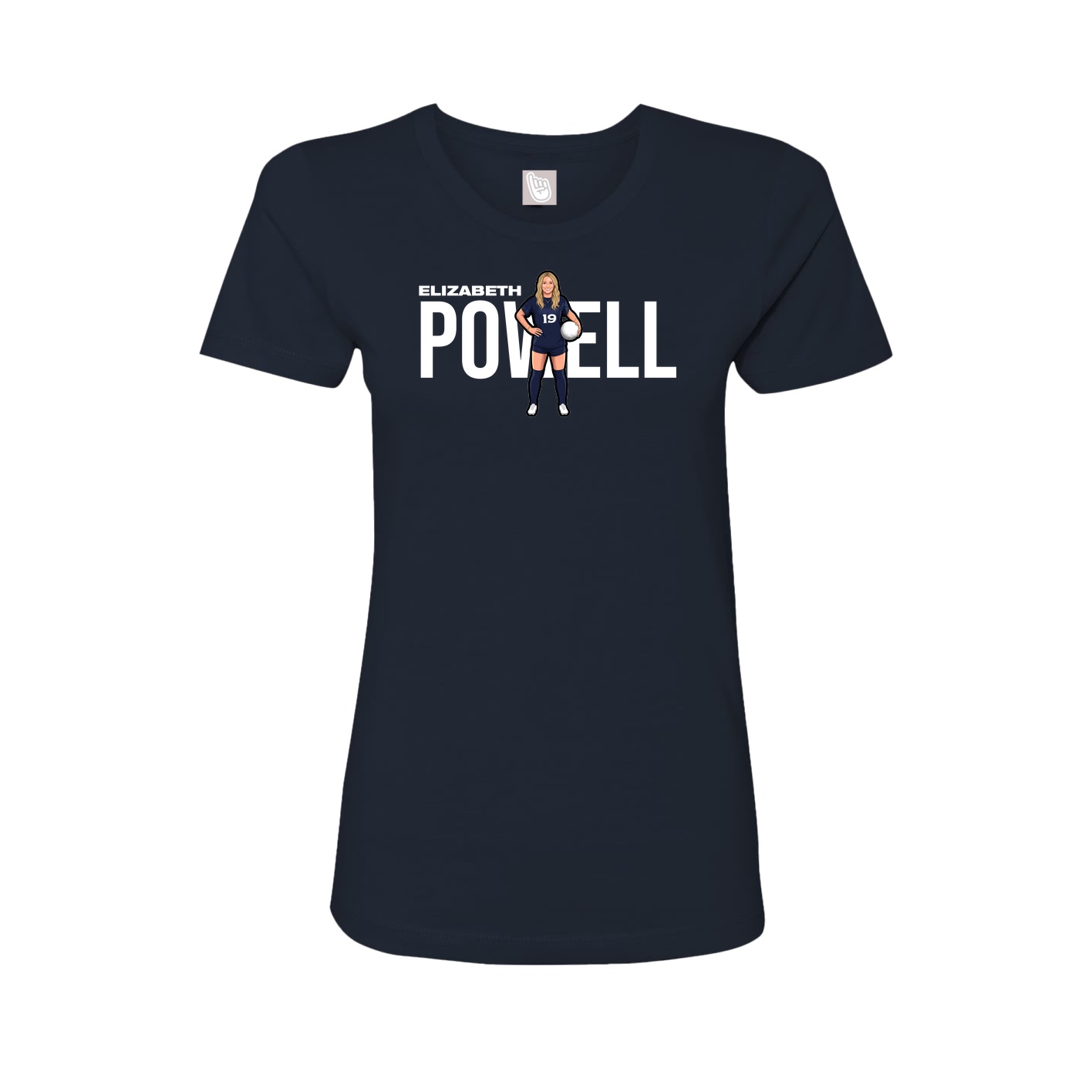 Fitted Women's Tee — Player Name in Navy