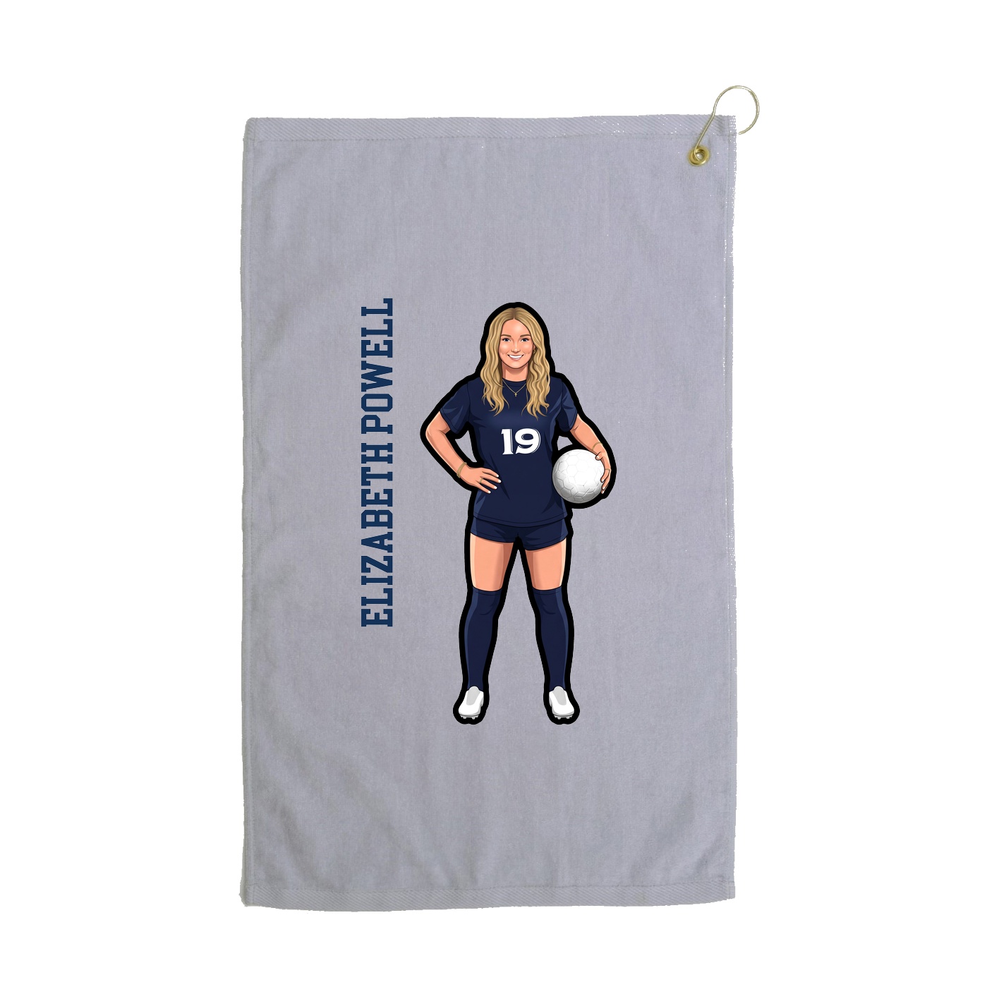 Golf Towel — Name Vertical in Grey