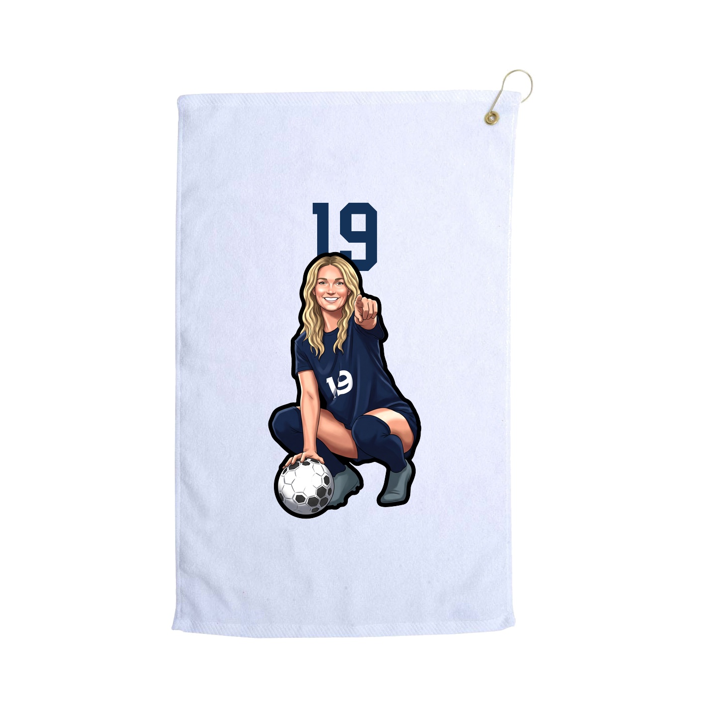 Golf Towel — Number Top in White