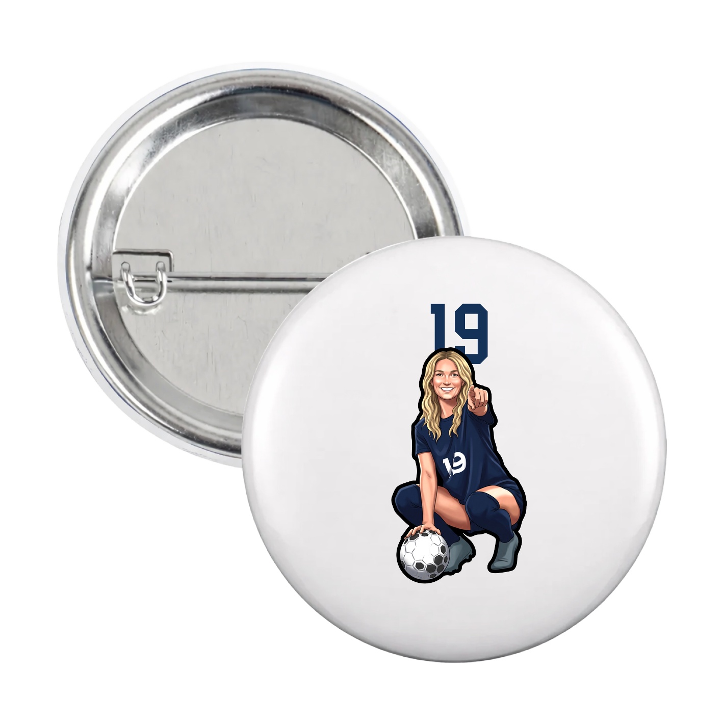 Game Day Button — Number Top in White