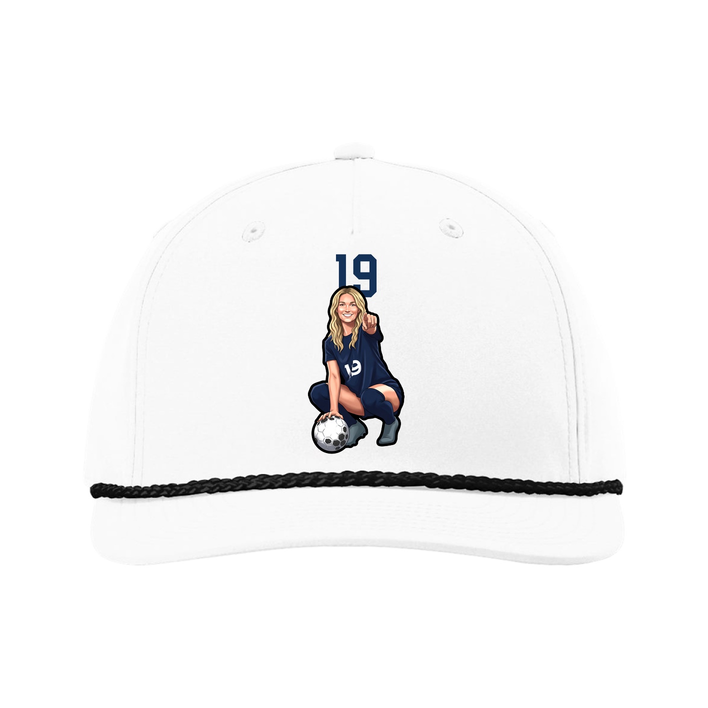 Five-Panel Classic Rope Cap — Number Top in White