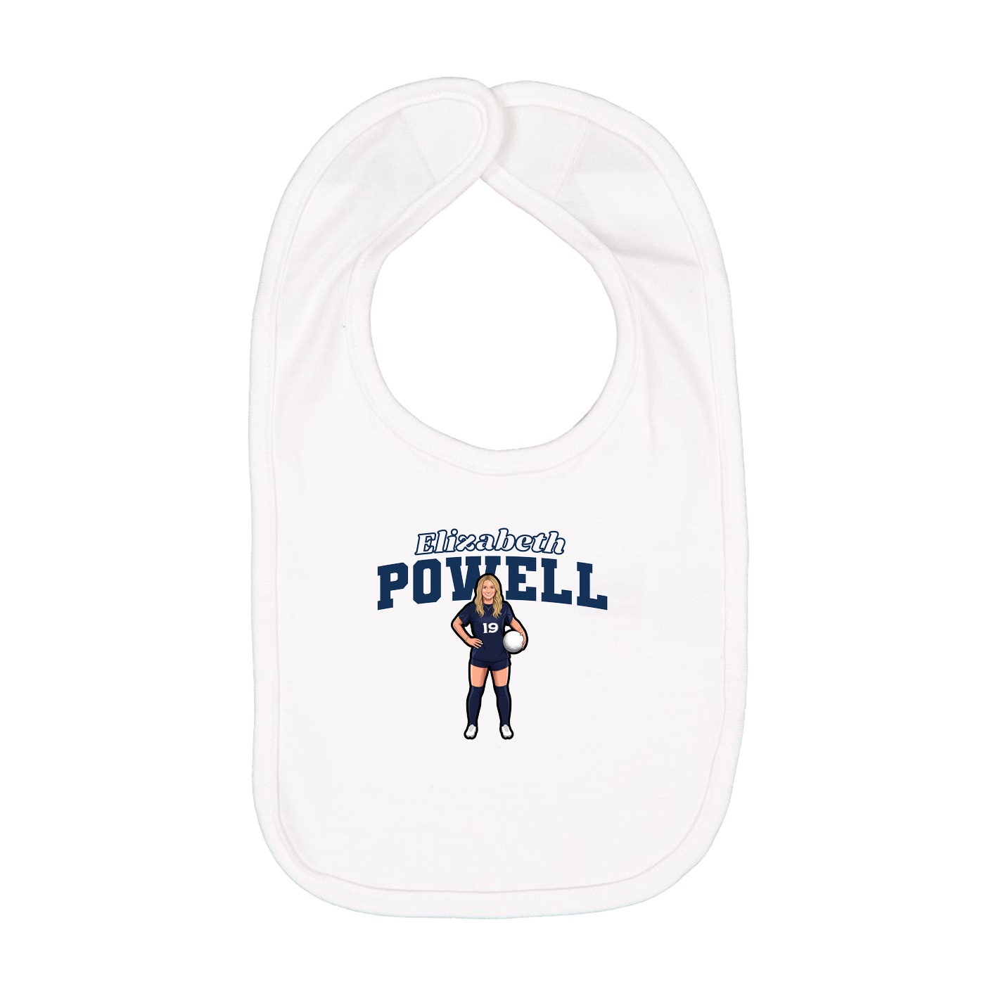 Infant Bib — Name Arch in White