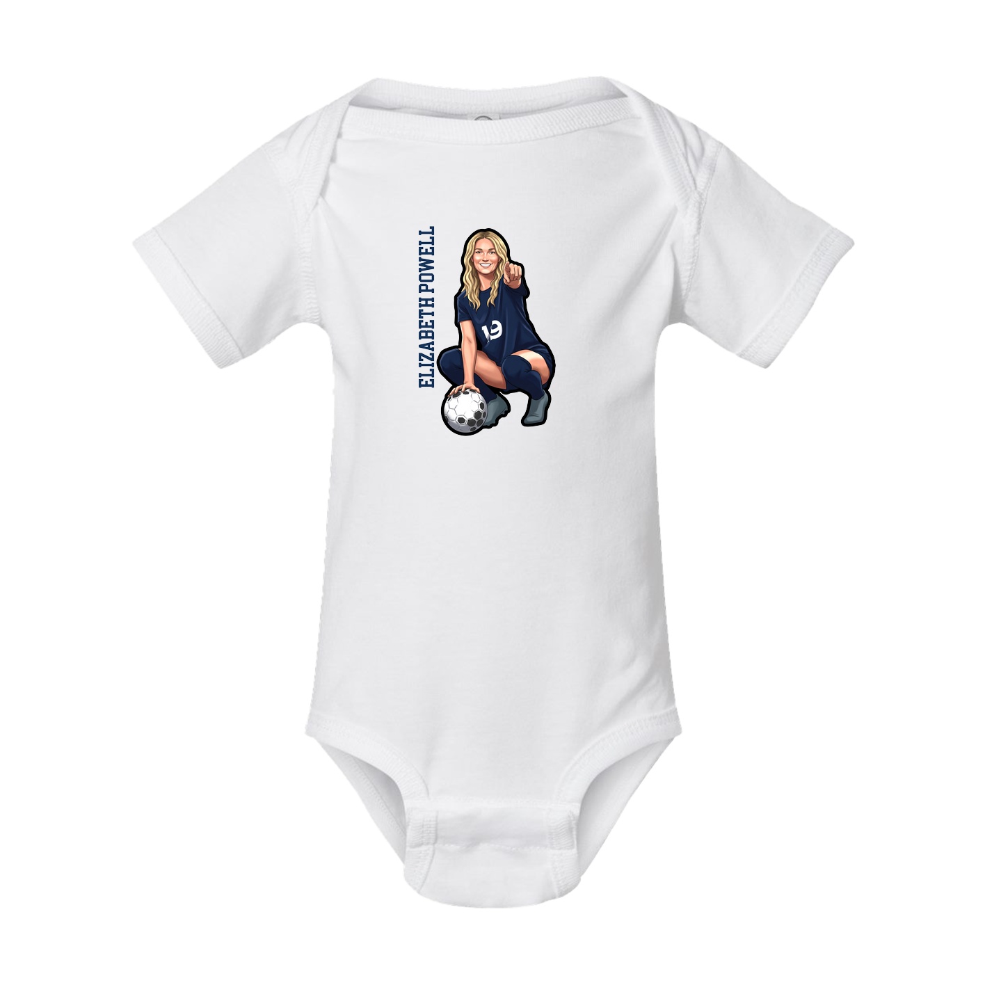 Baby Onesie — Name Vertical in White