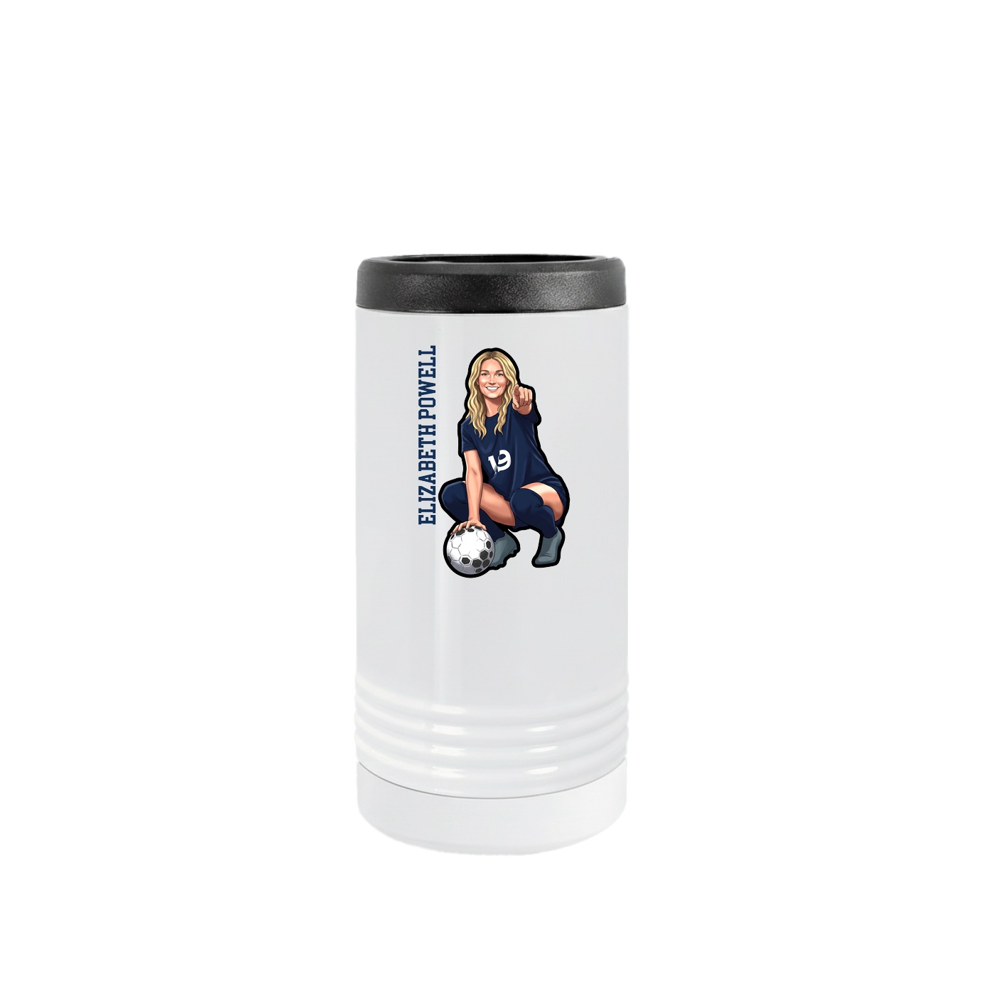 Slim Beverage Holder — Name Vertical in White