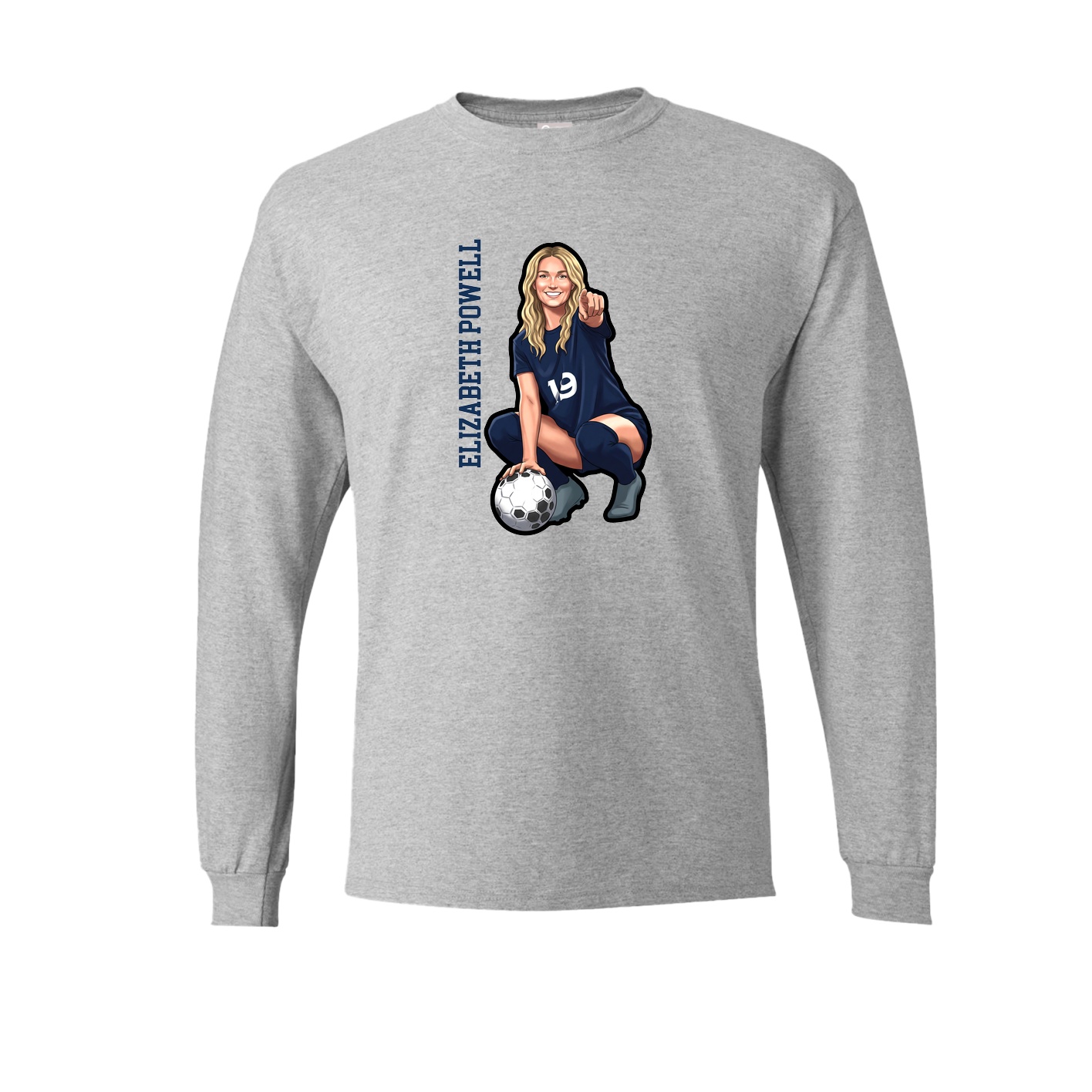 Long Sleeve Tee — Name Vertical in Grey