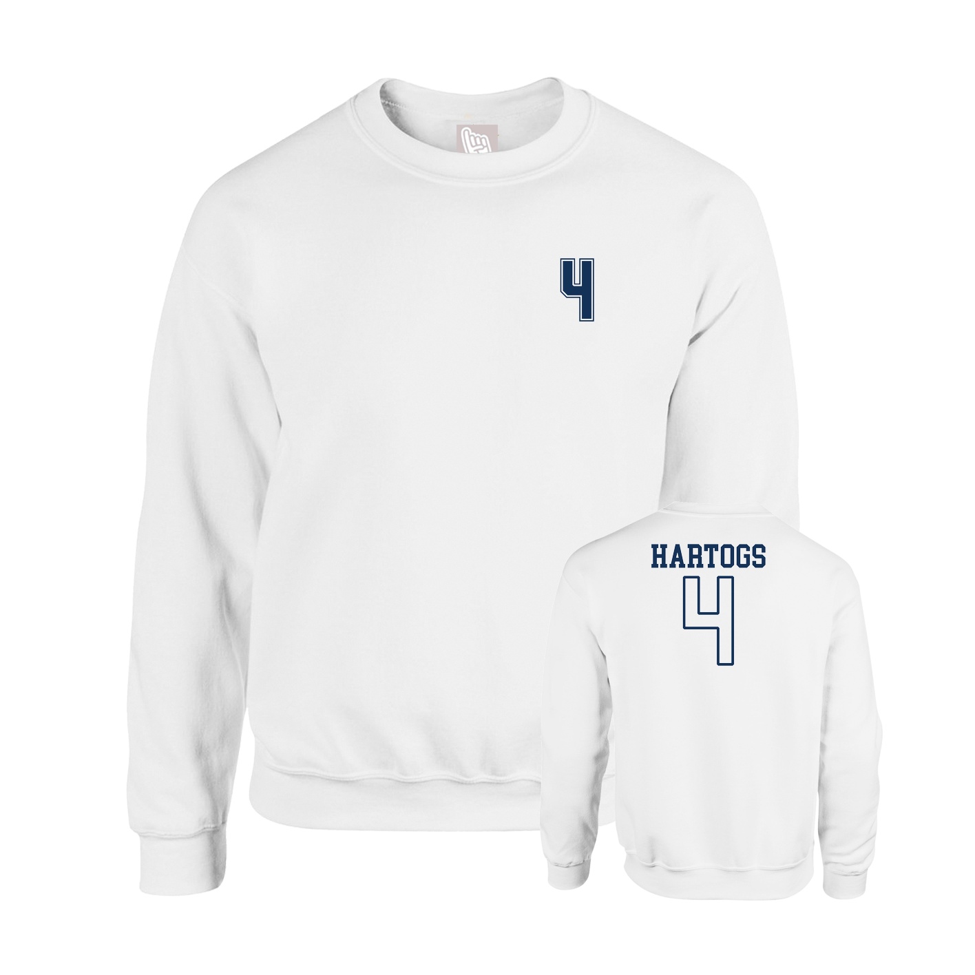 Fleece Crew — Chest Back in White