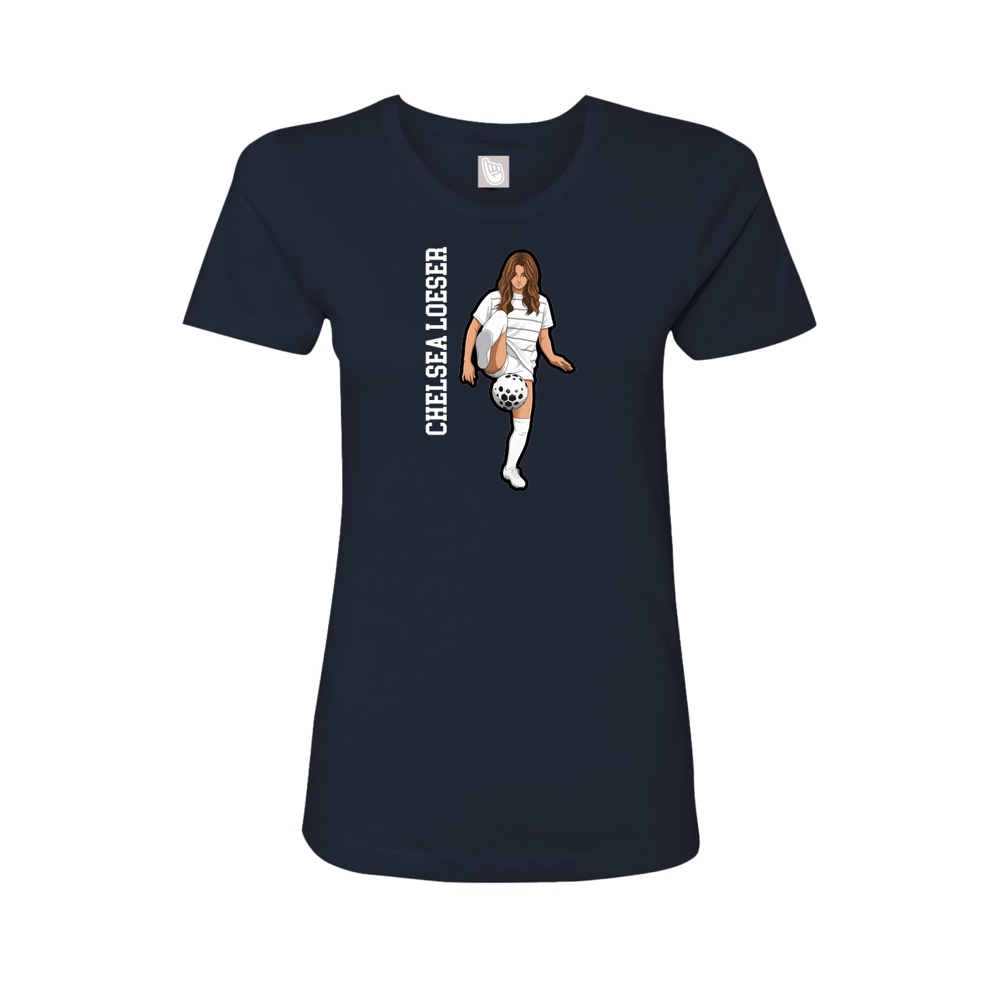 Fitted Women's Tee — Name Vertical in Navy