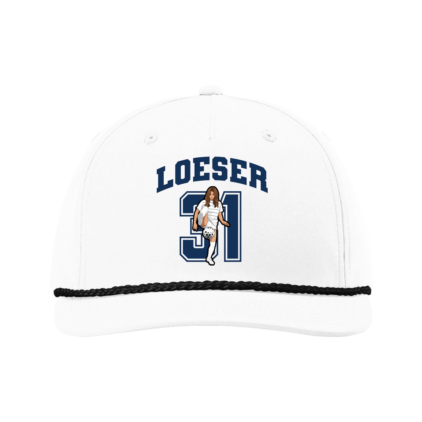 Five-Panel Classic Rope Cap — Number in White