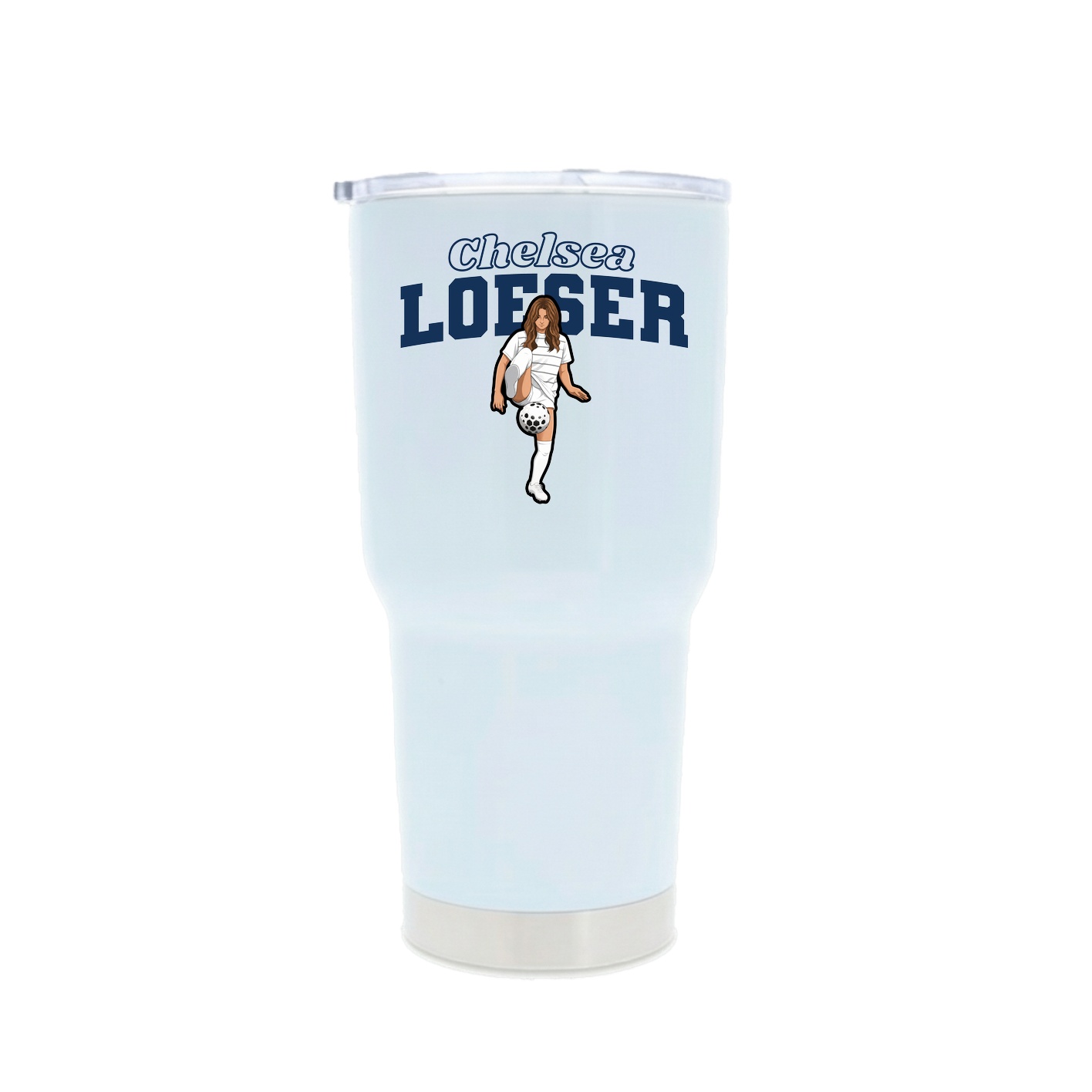 30oz Stainless Steel Tumbler — Name Arch in White