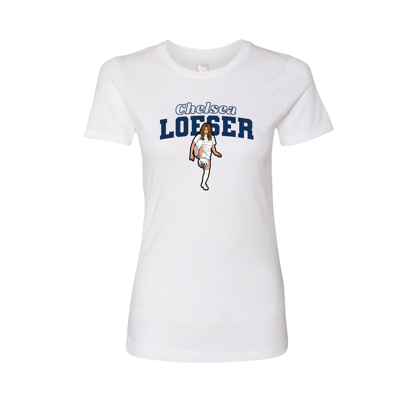 Fitted Women's Tee — Name Arch in White