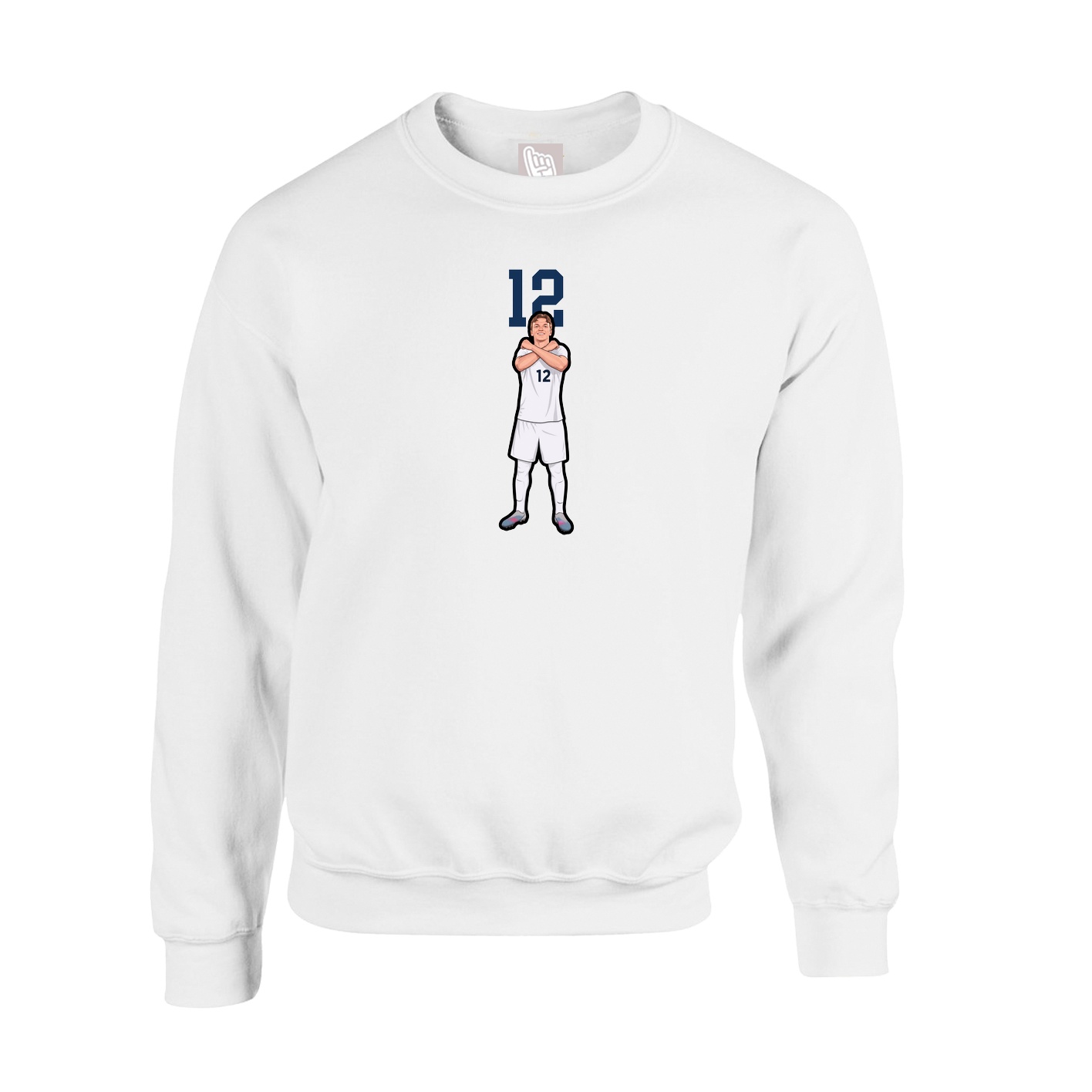 Fleece Crew — Number Top in White