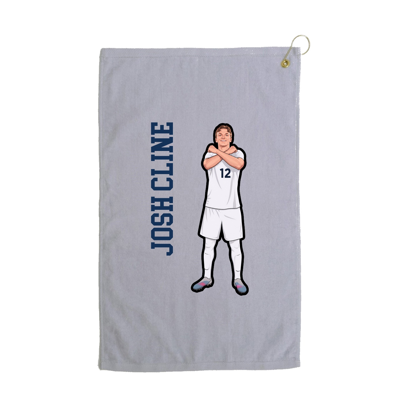Golf Towel — Name Vertical in Grey