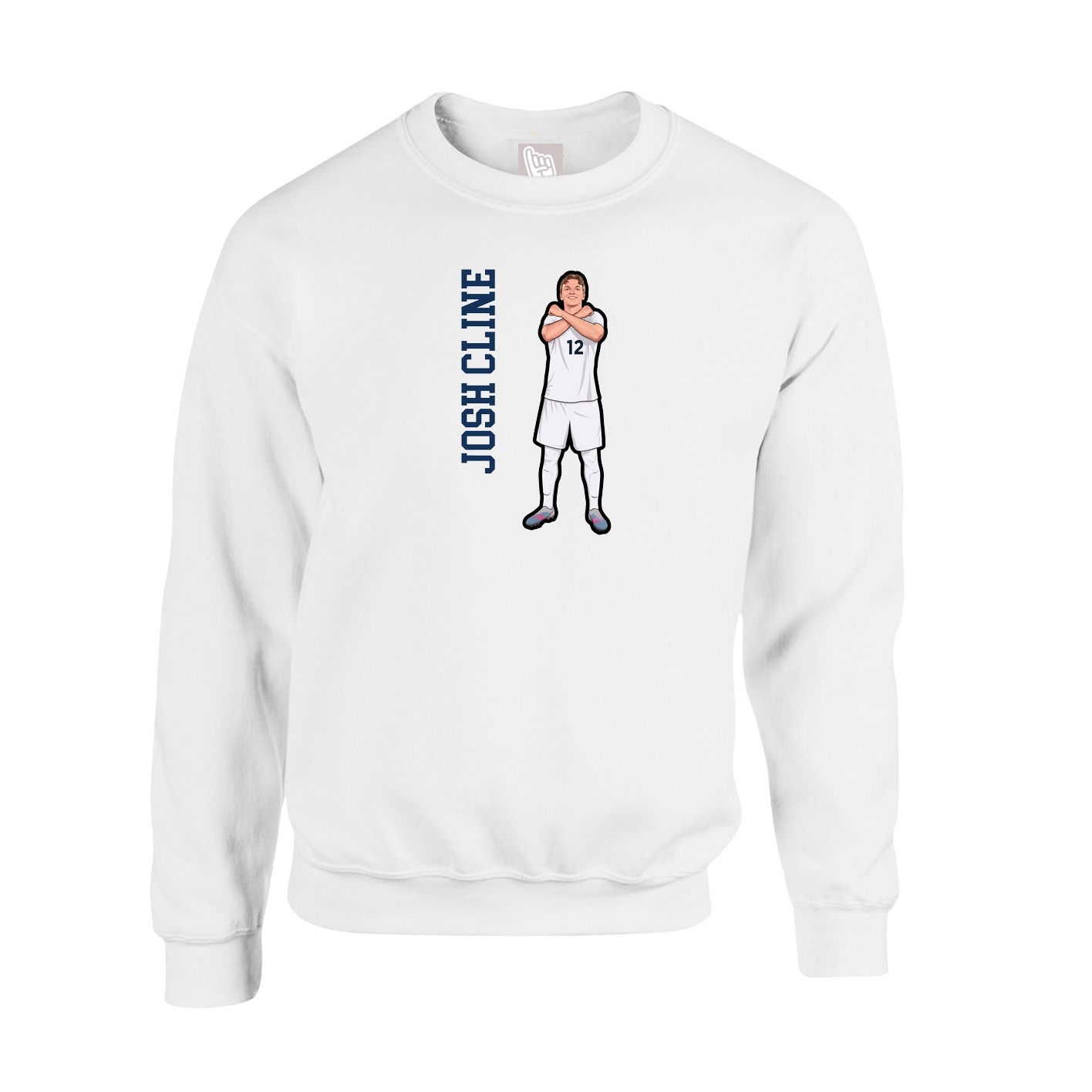 Fleece Crew — Name Vertical in White