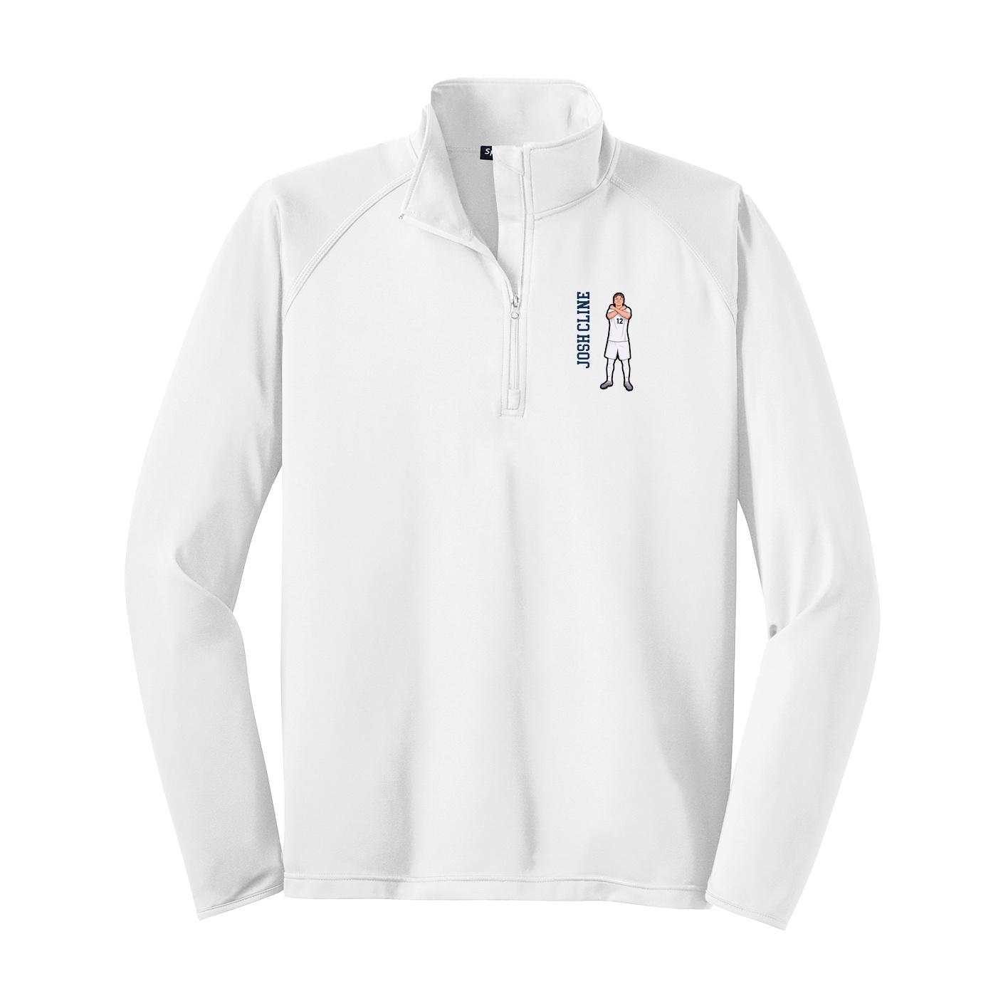 Q-Zip Pullover — Name Vertical in White