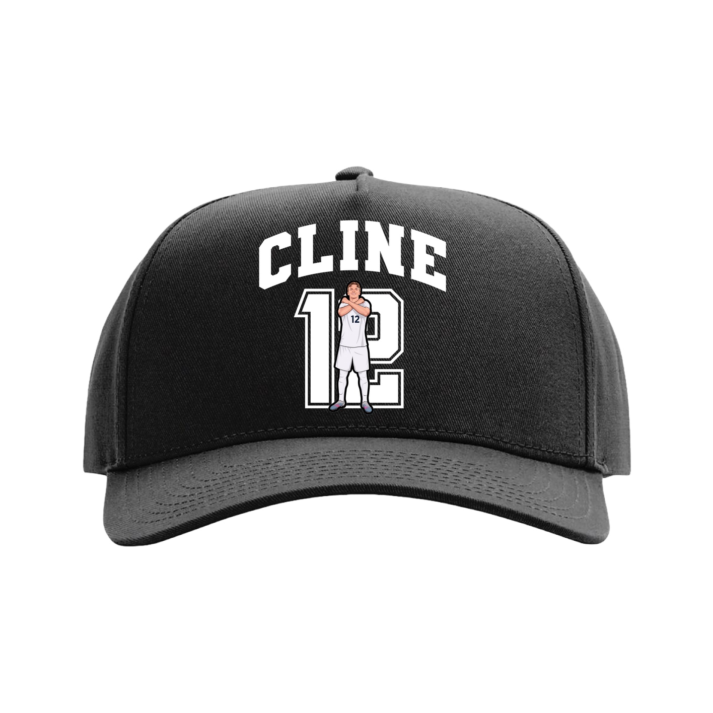 Full Fabric Five-Panel Champ Cap — Number in Black