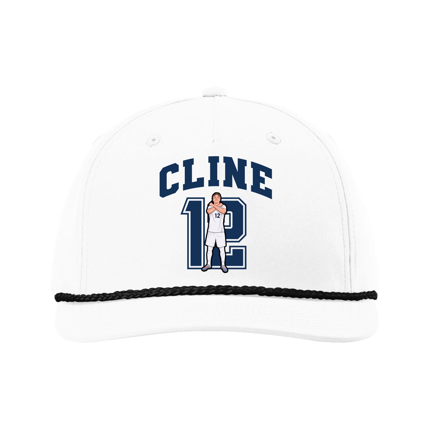 Five-Panel Classic Rope Cap — Number in White
