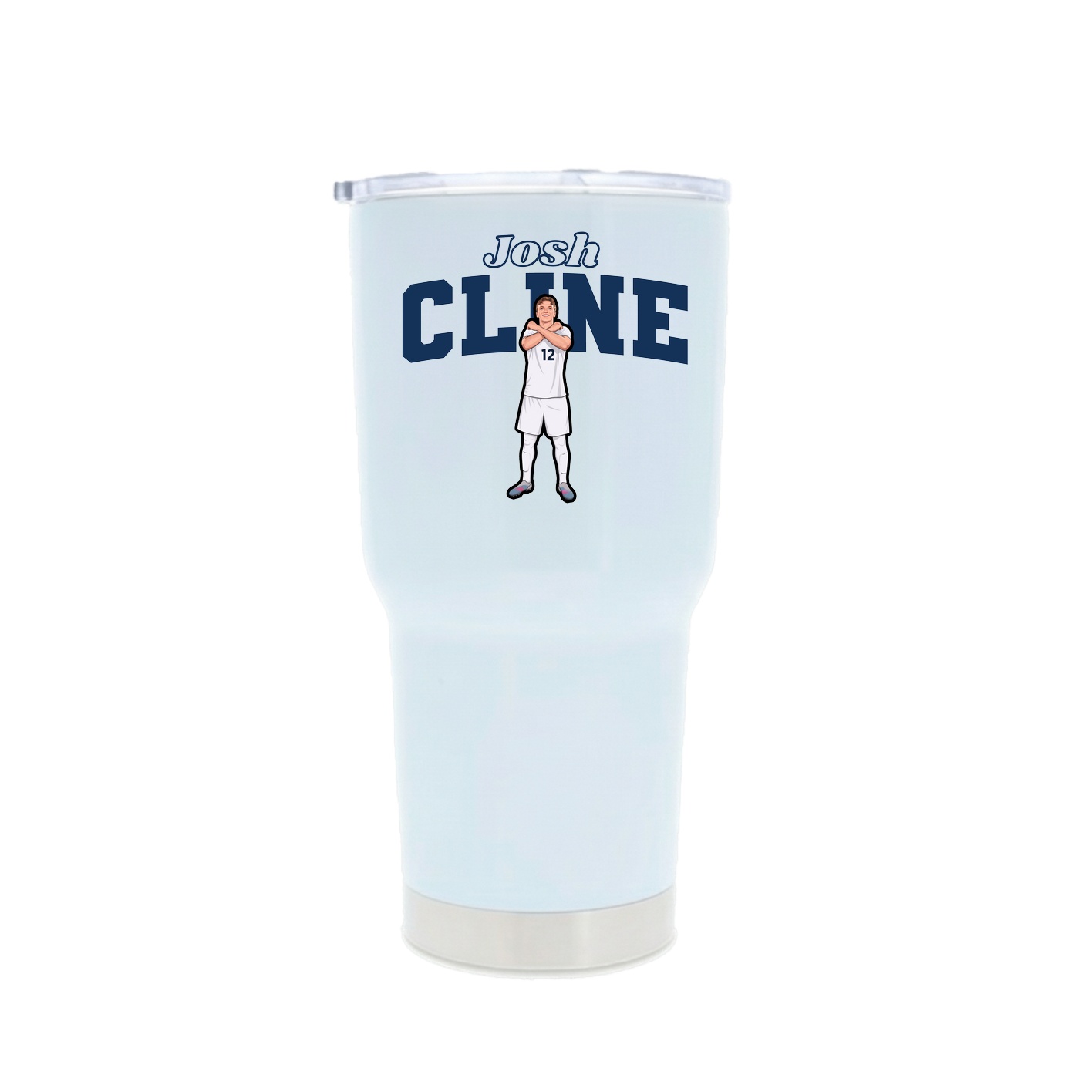 30oz Stainless Steel Tumbler — Name Arch in White