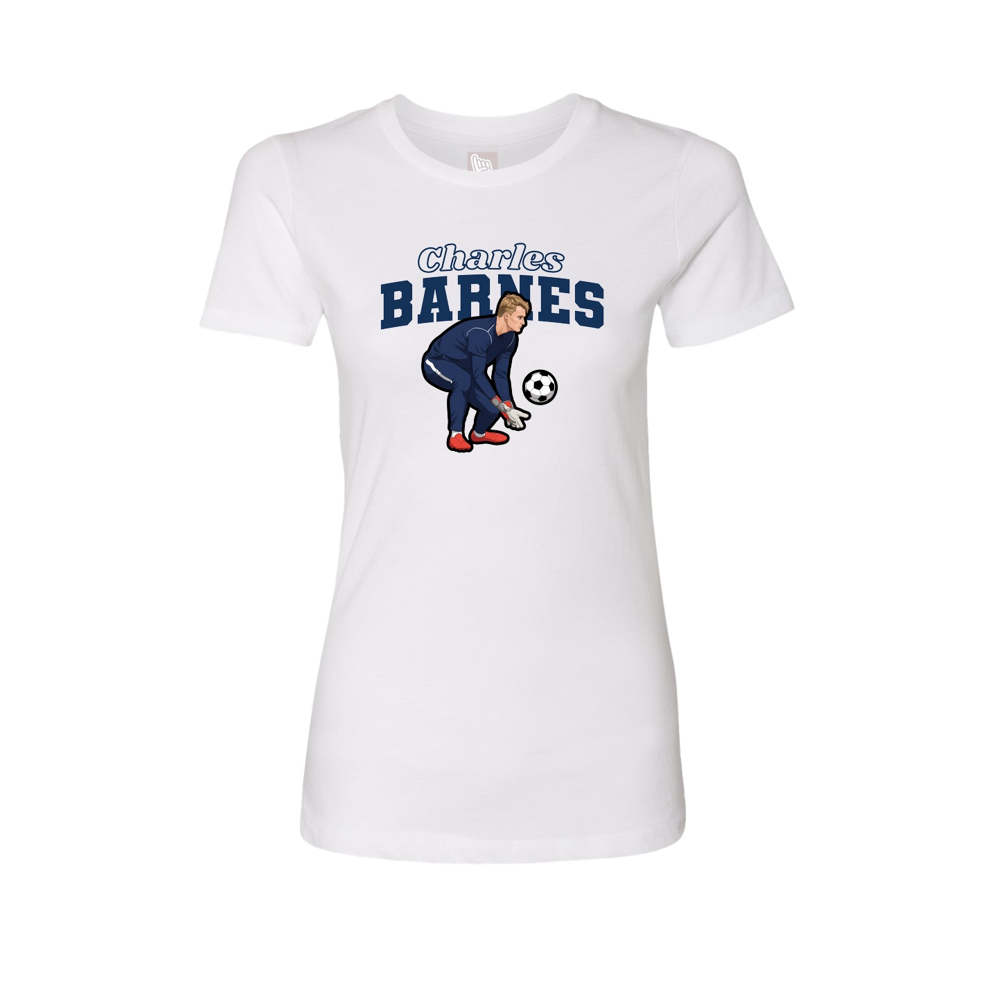 Fitted Women's Tee — Name Arch in White