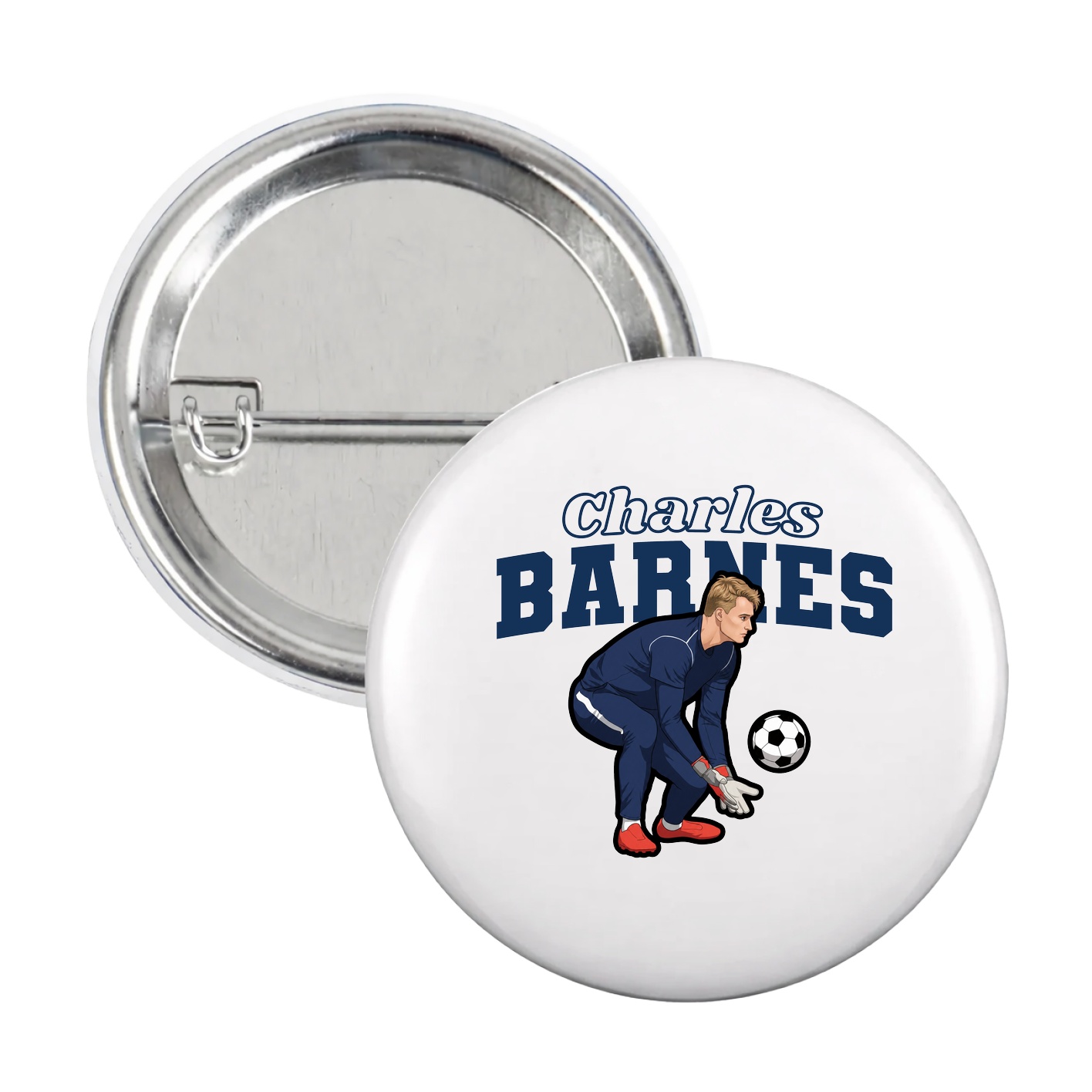 Game Day Button — Name Arch in White