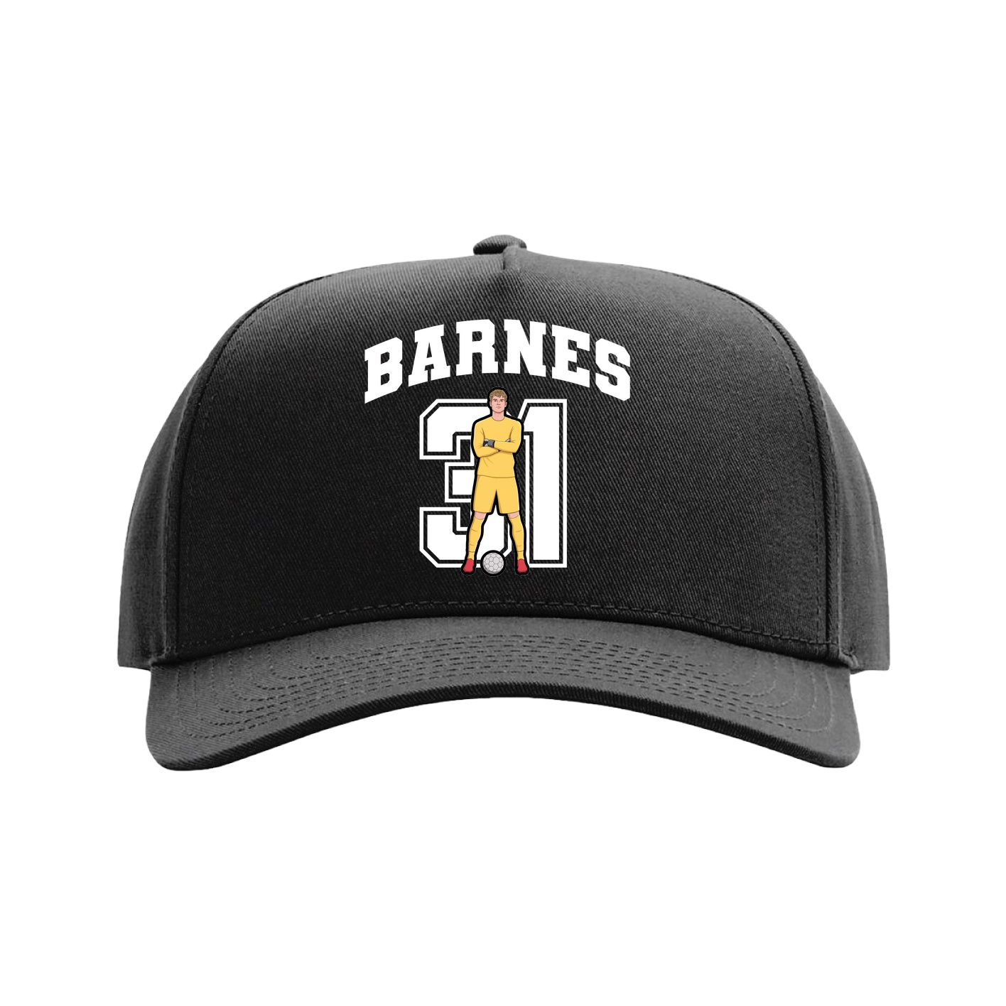 Full Fabric Five-Panel Champ Cap — Number in Black