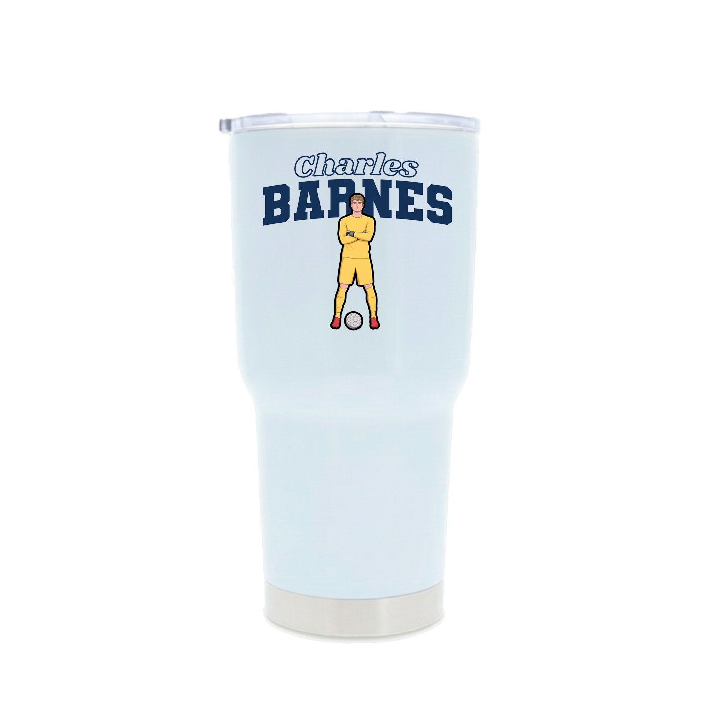 30oz Stainless Steel Tumbler — Name Arch in White