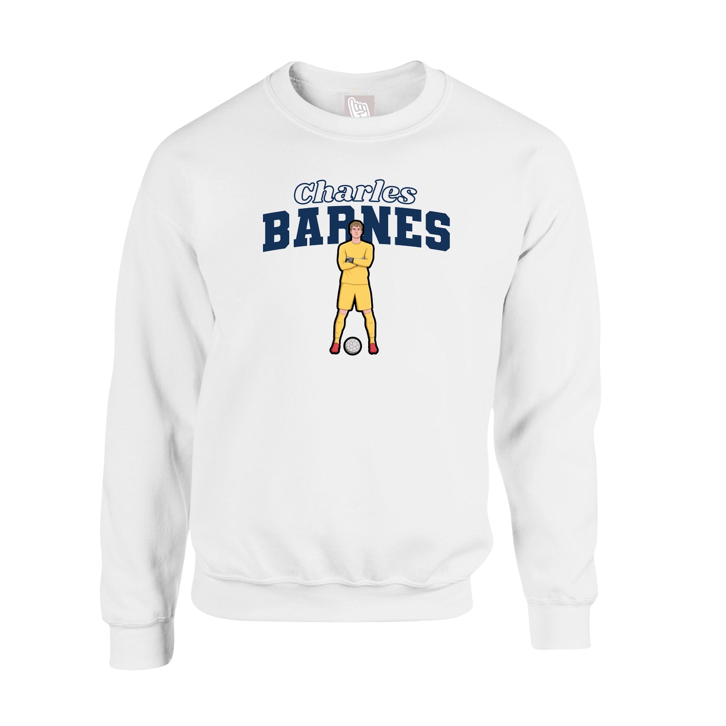 Fleece Crew — Name Arch in White