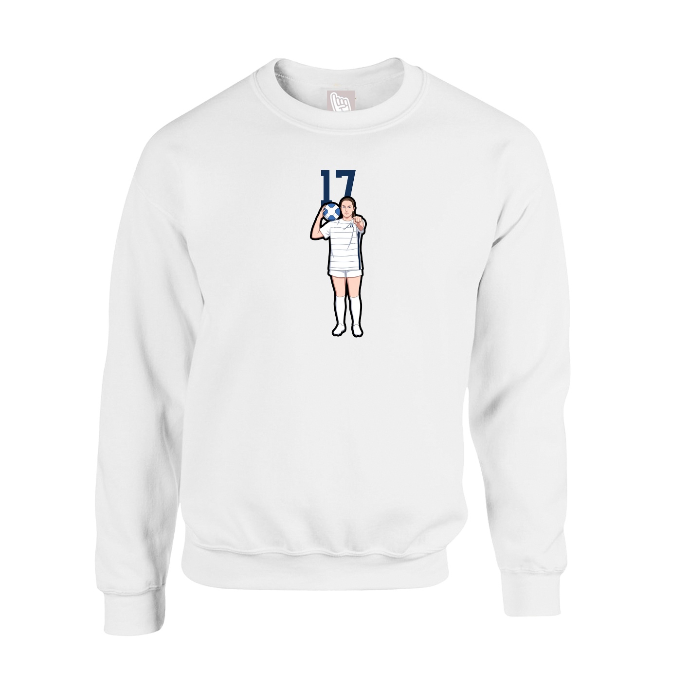 Fleece Crew — Number Top in White