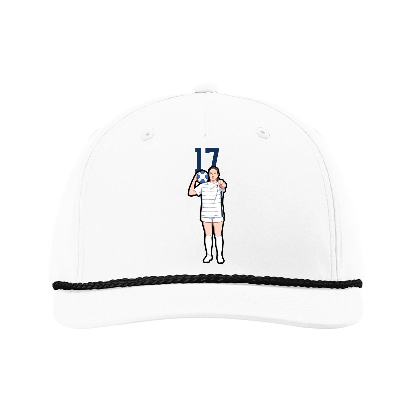 Five-Panel Classic Rope Cap — Number Top in White