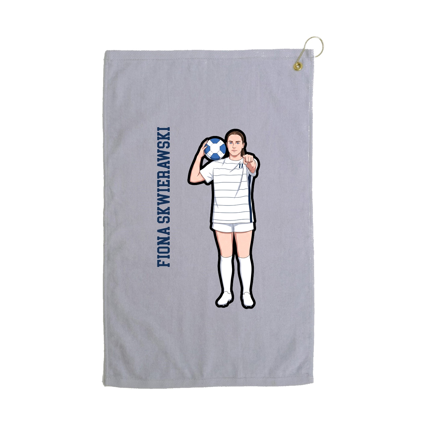 Golf Towel — Name Vertical in Grey