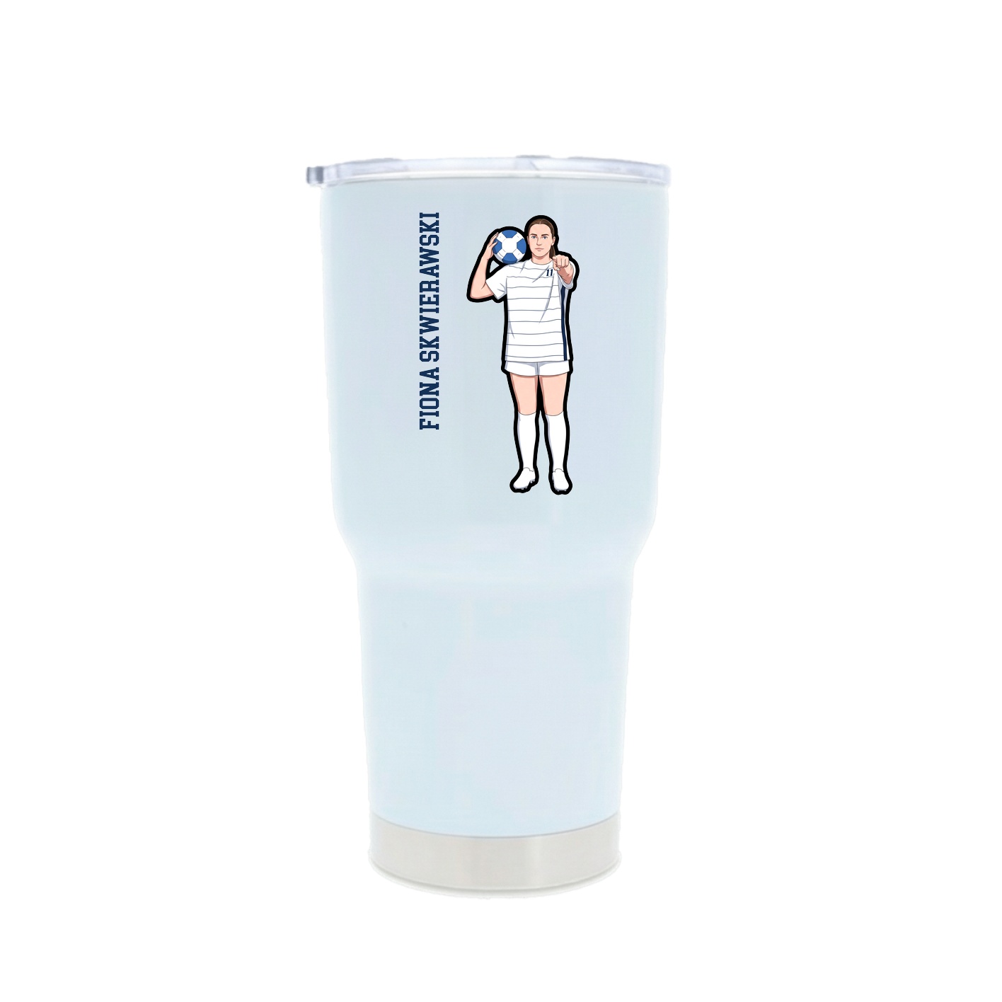 30oz Stainless Steel Tumbler — Name Vertical in White